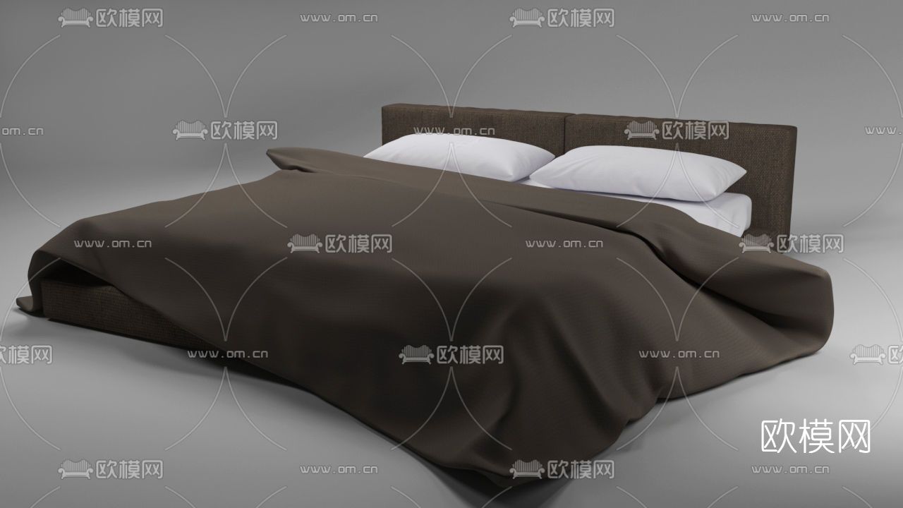 现代双人床免费3d模型