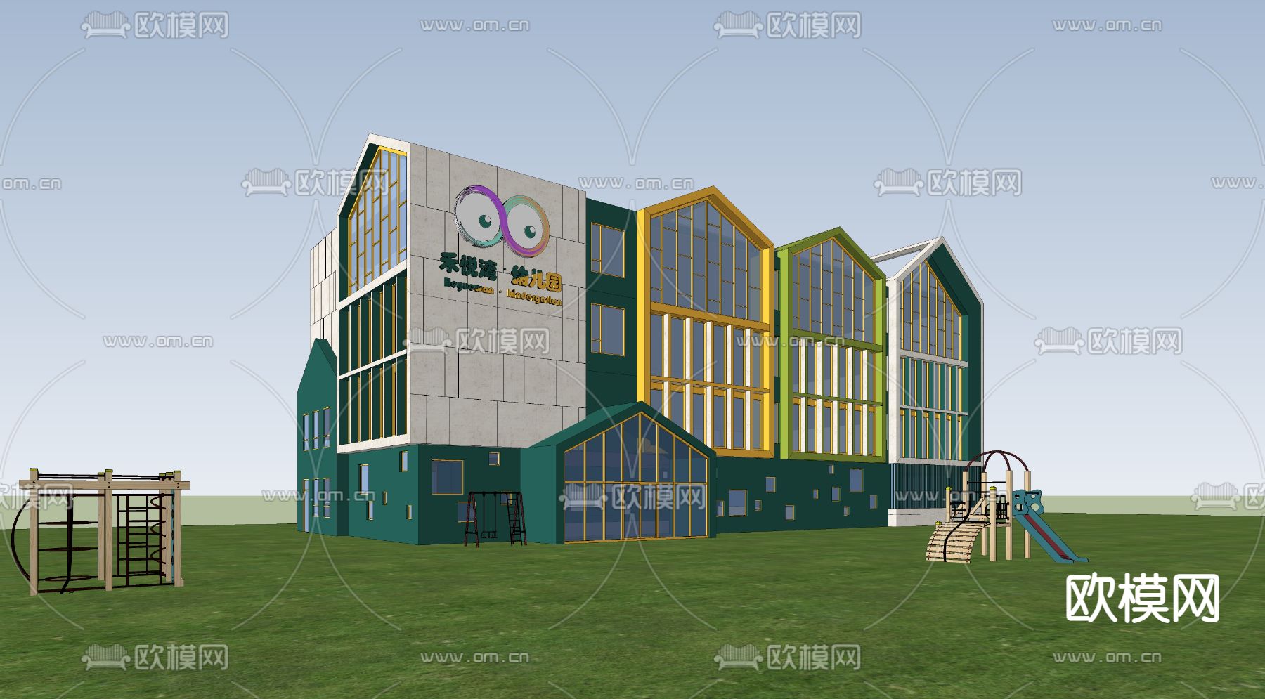 现代幼儿园su模型下载（渲染图3）