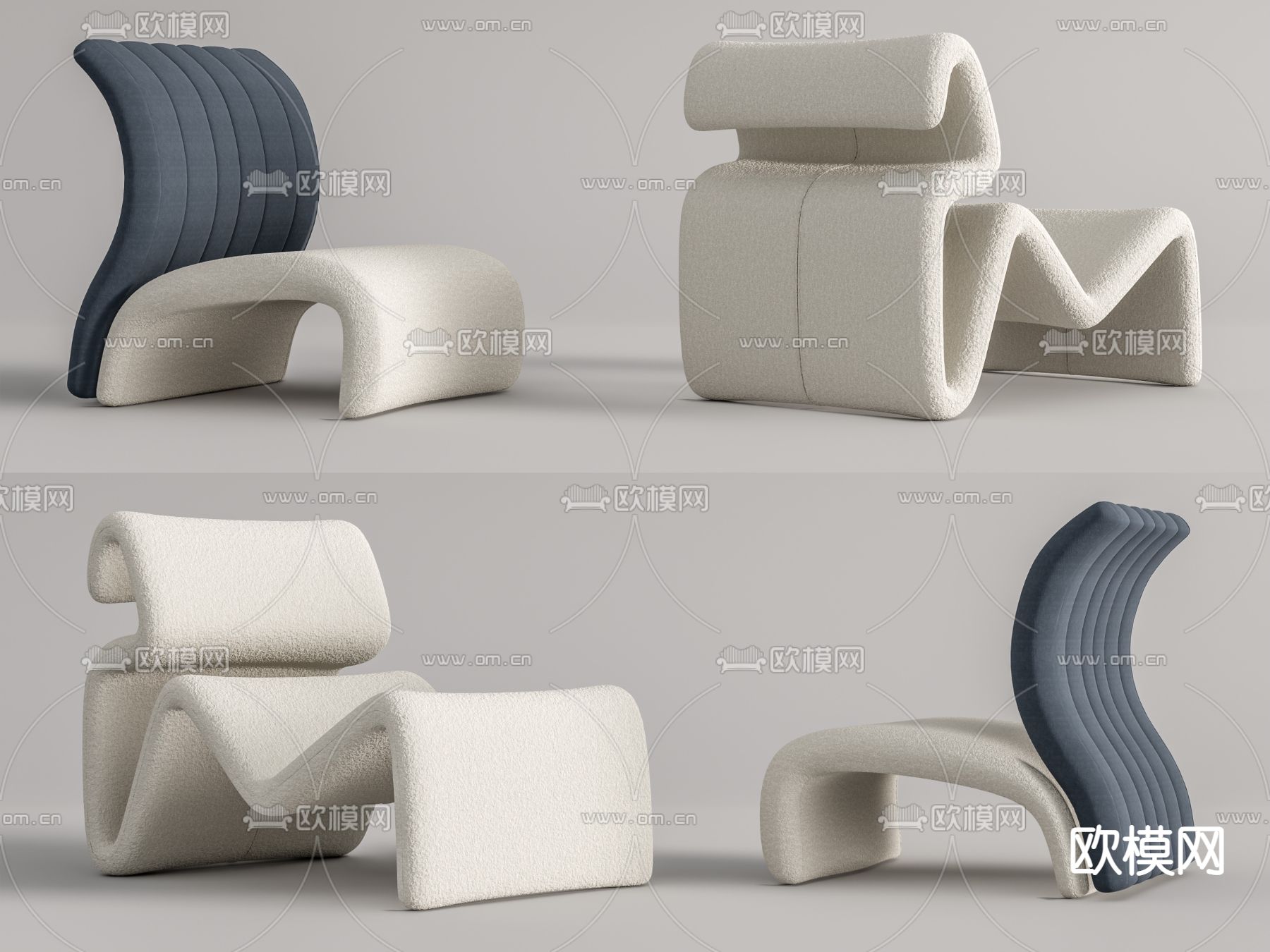 现代布艺单人沙发su模型下载（渲染图1）