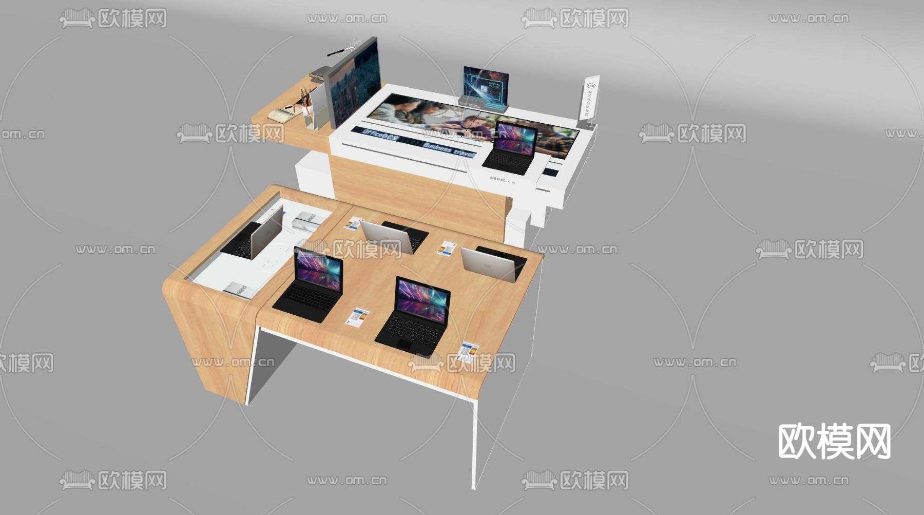 现代笔记本电脑展台su模型下载（渲染图2）