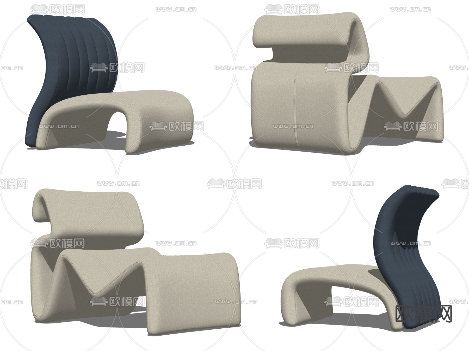 现代布艺单人沙发su模型下载（渲染图2）