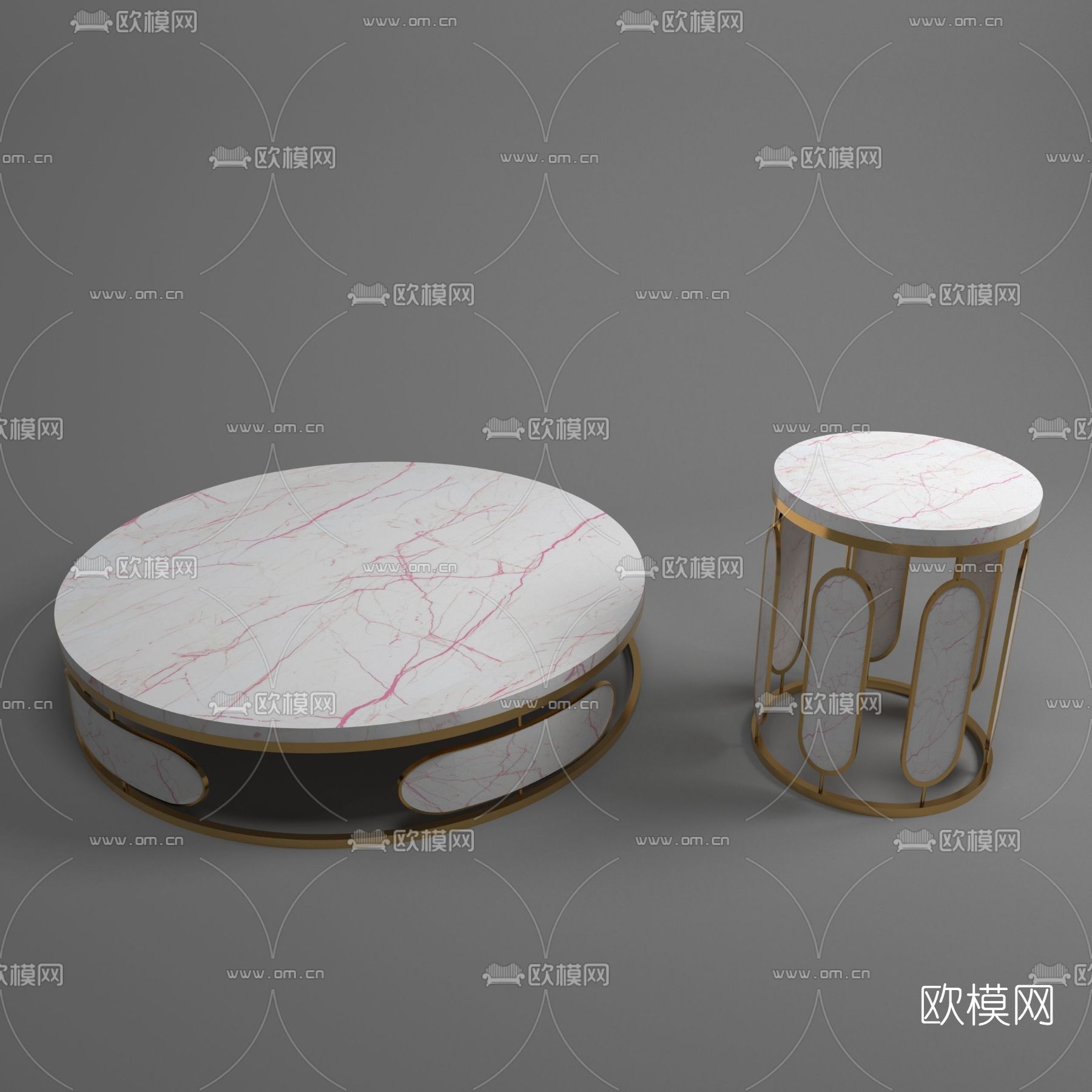 现代圆几茶几免费3d模型