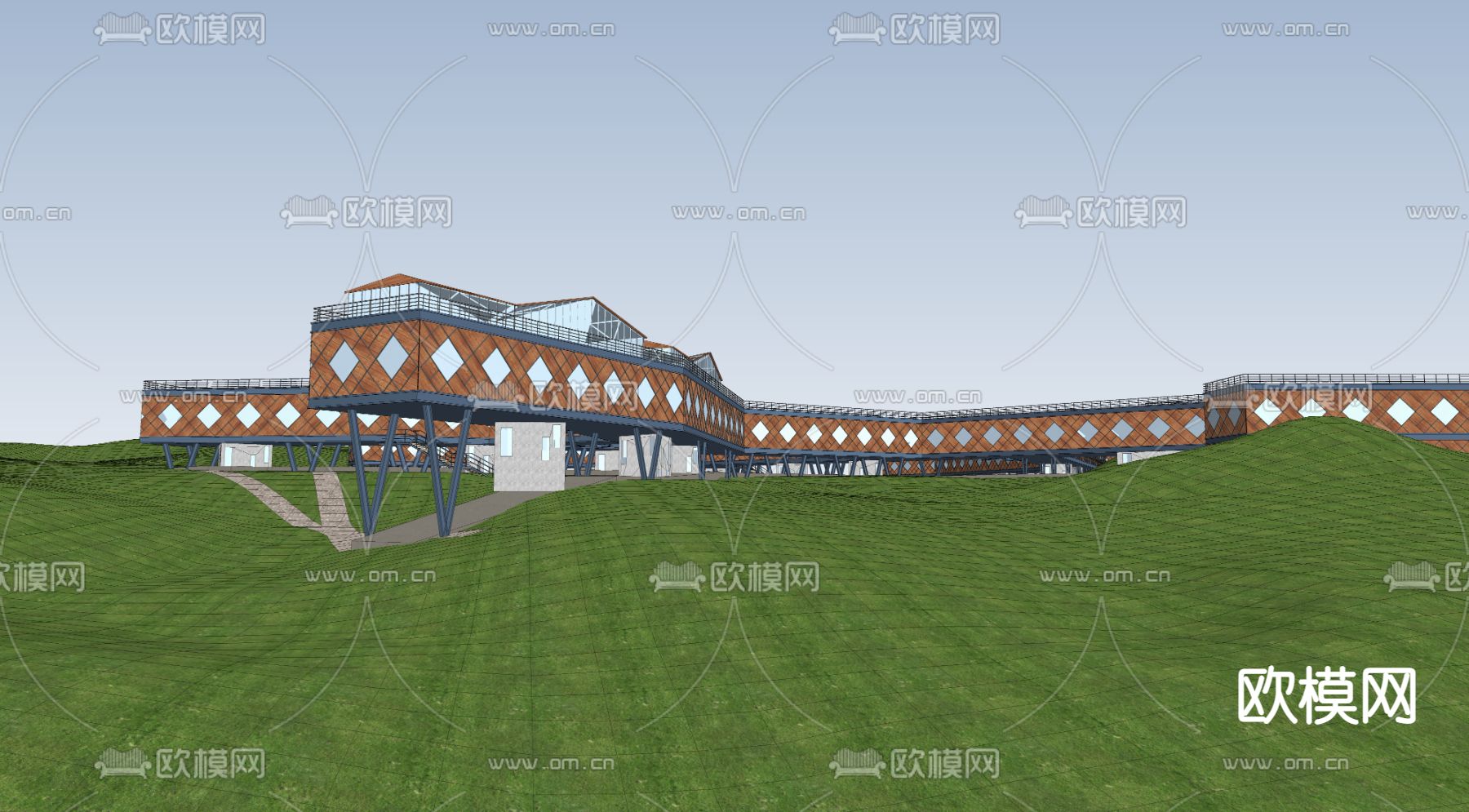 现代山顶酒店民宿su模型下载（渲染图3）