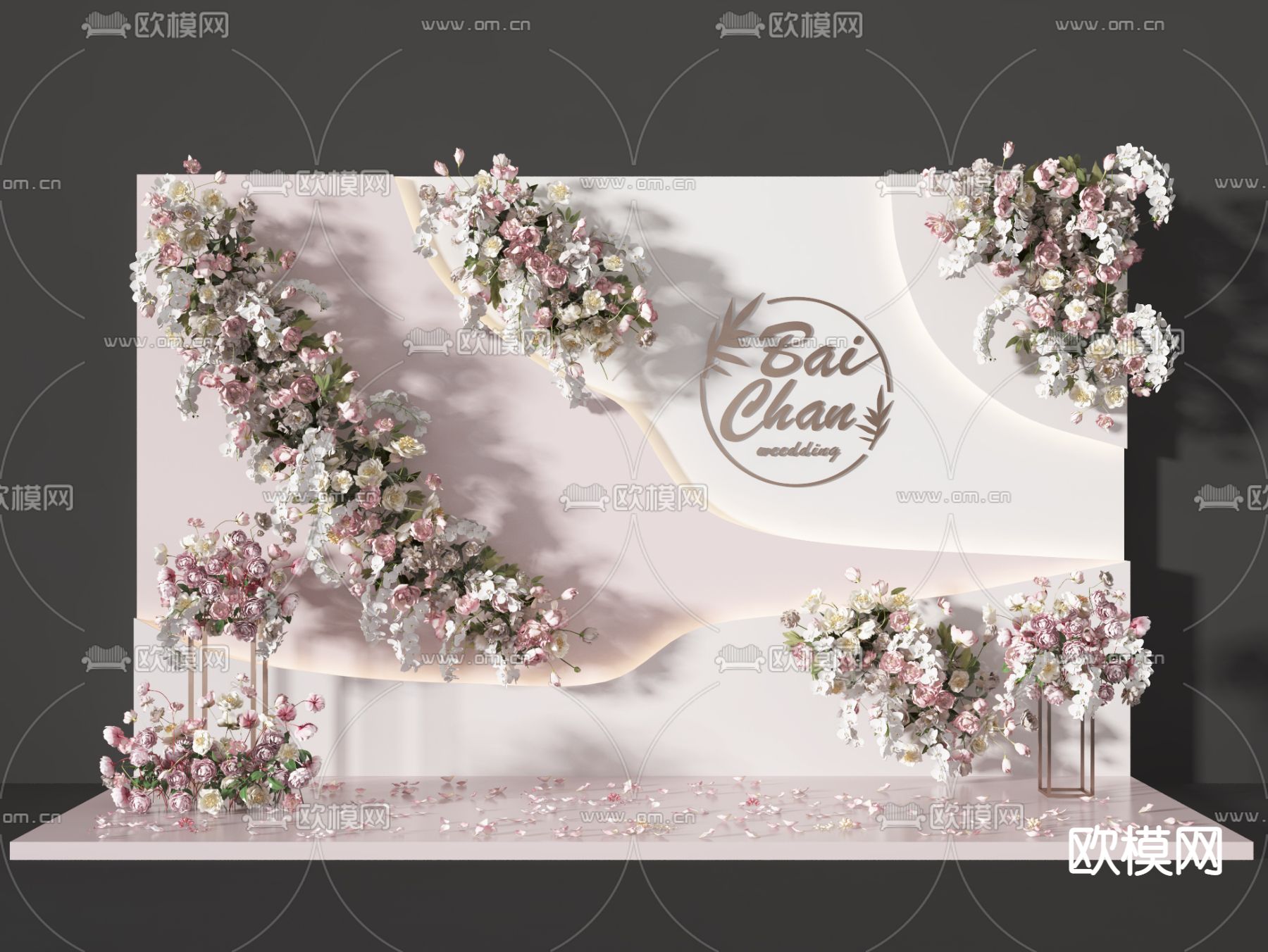 现代婚礼花艺美陈3d模型下载