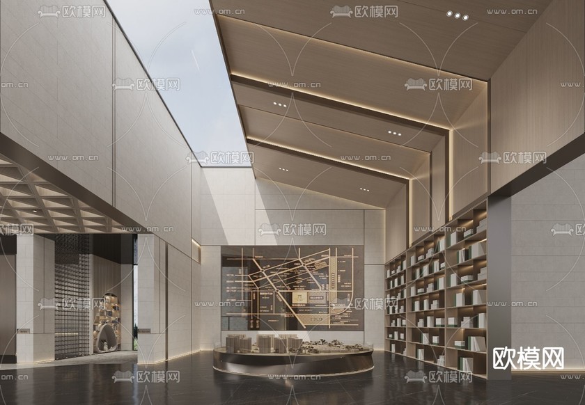 现代售楼处沙盘区3d模型下载(渲染图1)