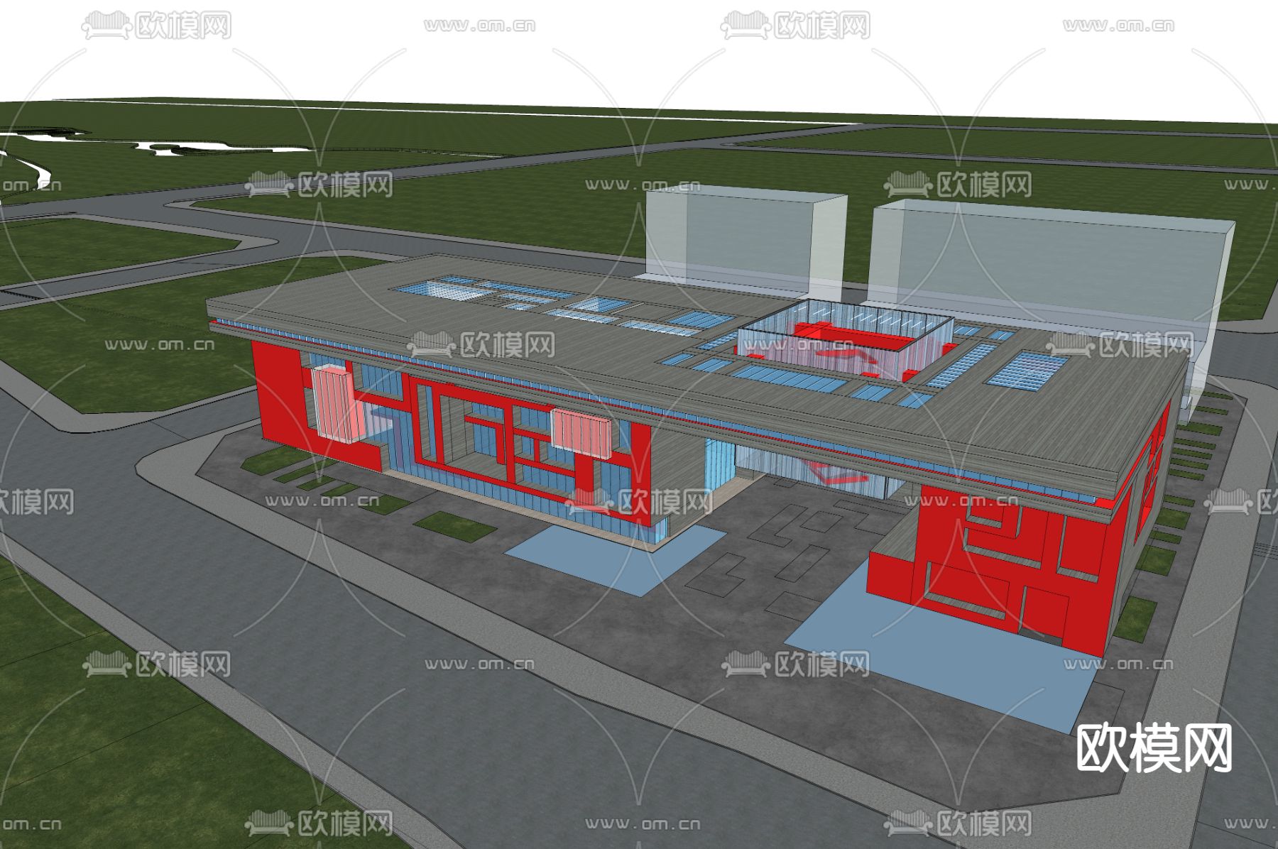 现代博物馆展馆su模型下载（渲染图3）