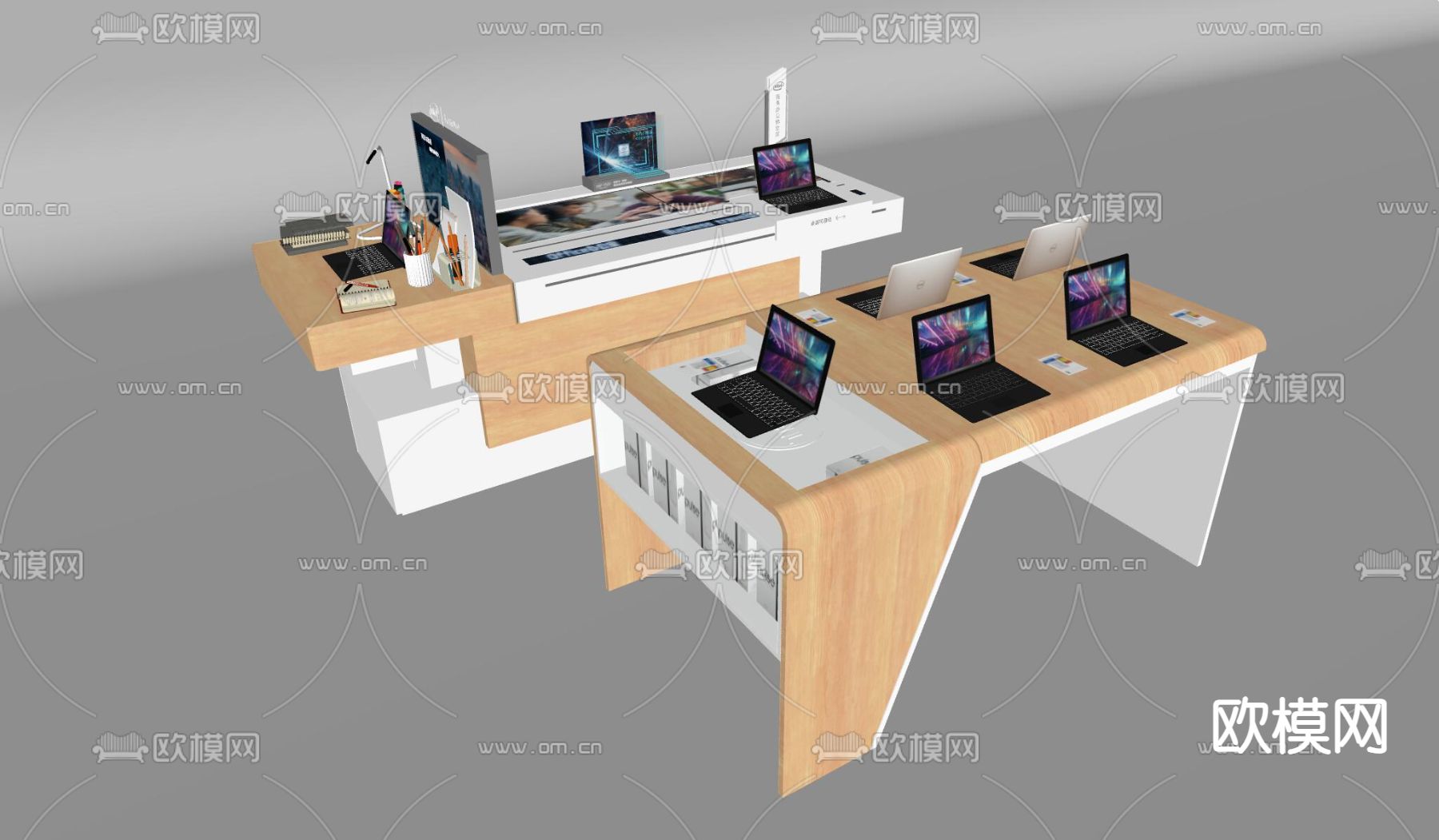 现代笔记本电脑展台su模型下载（渲染图4）