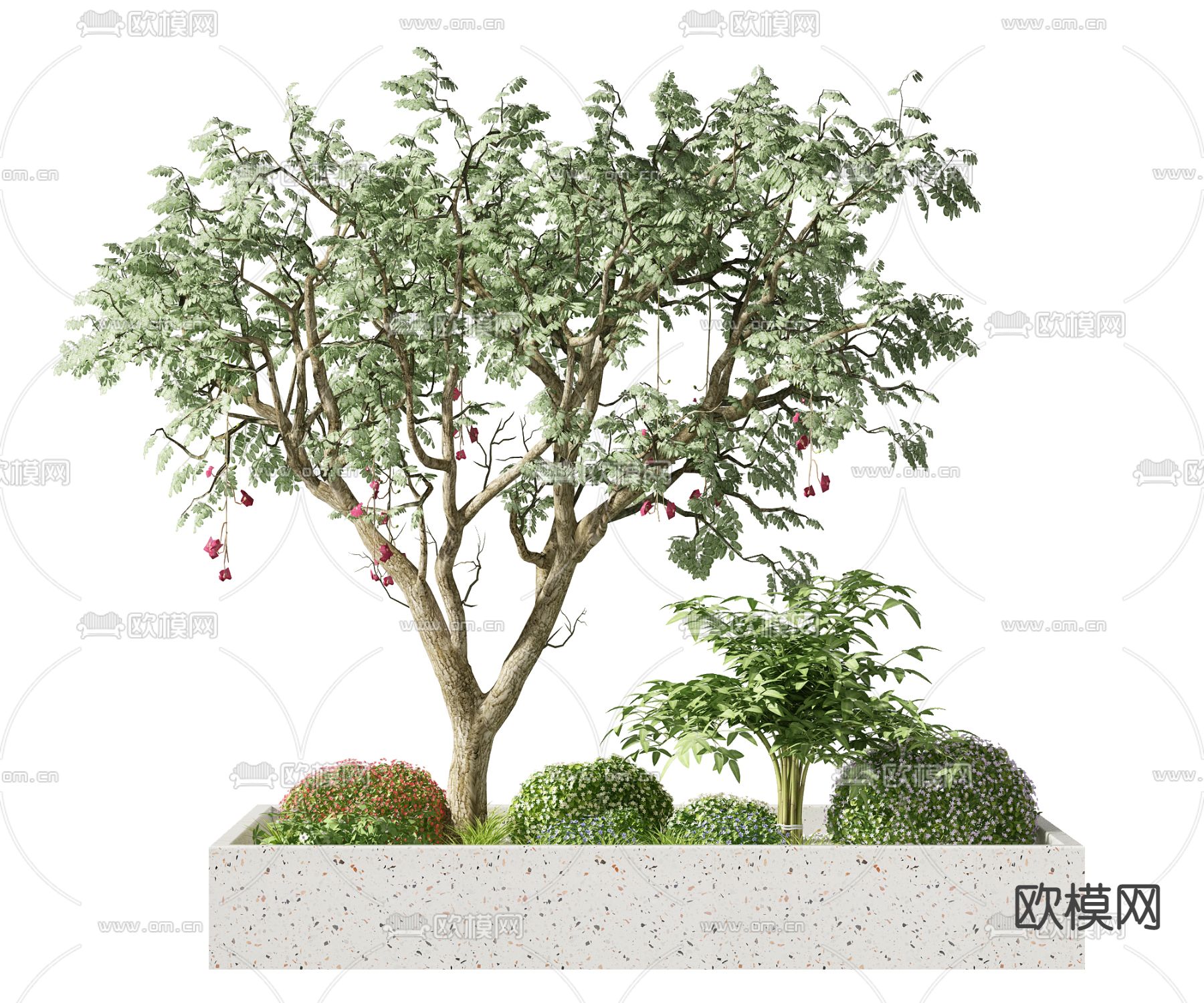 现代灌木植物堆园艺小品3d模型下载