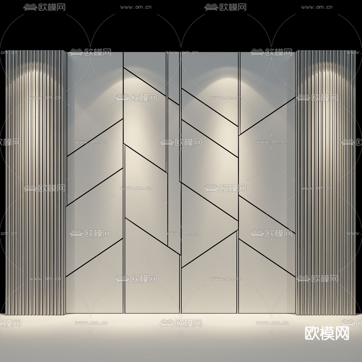 现代实木背景墙3d模型