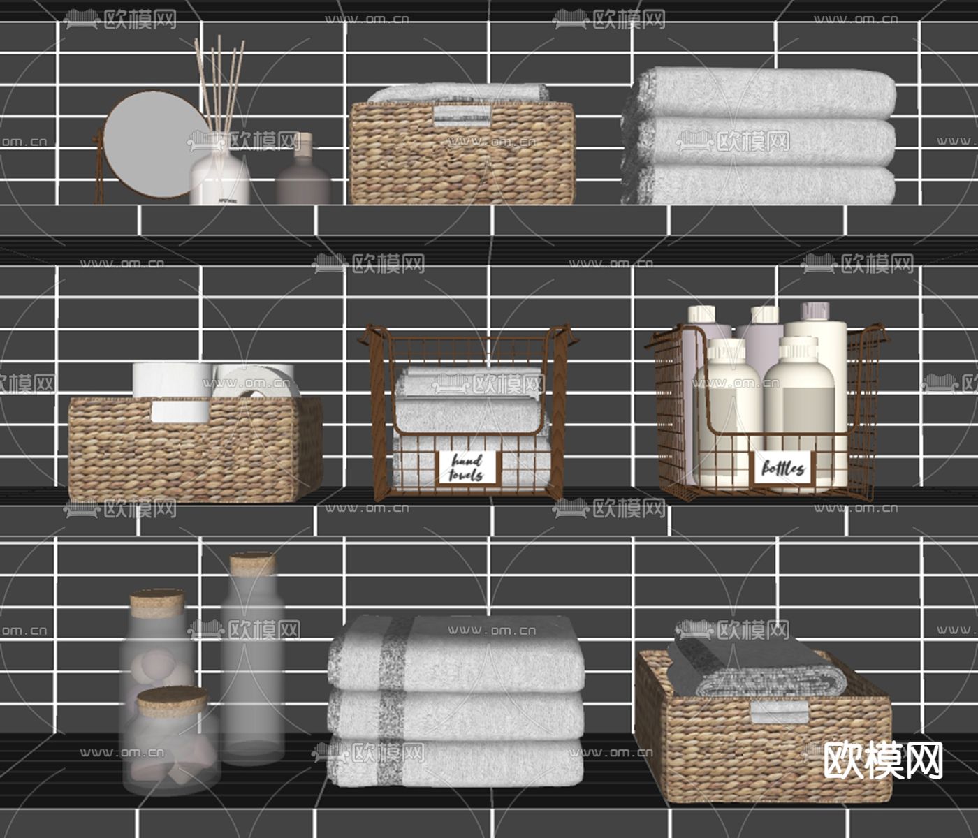 现代洗浴用品su模型