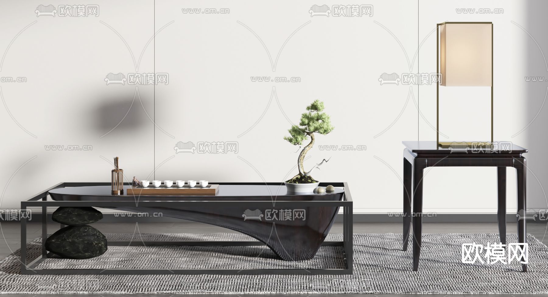 新中式茶几边几3d模型