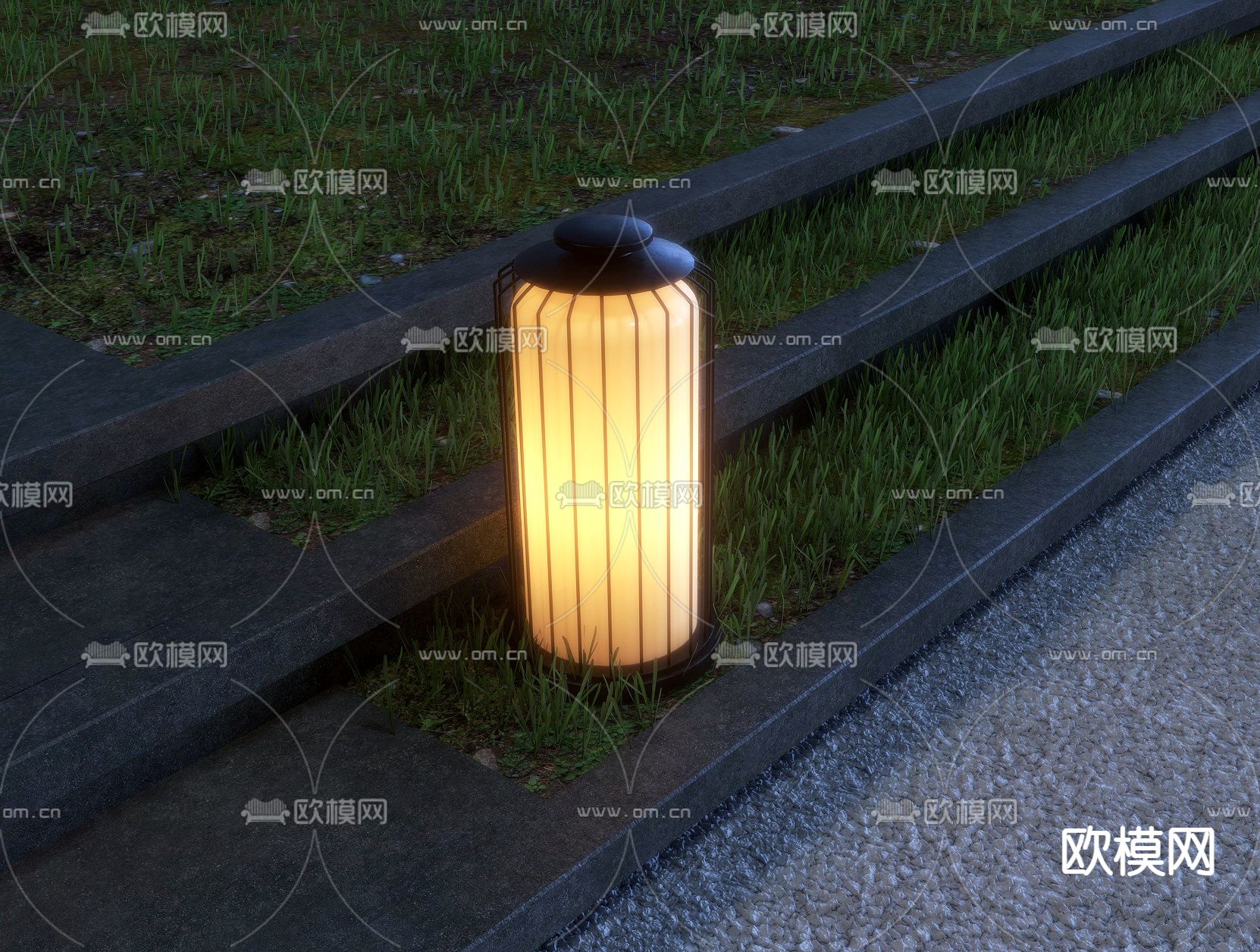 现代户外灯草坪灯3d模型下载