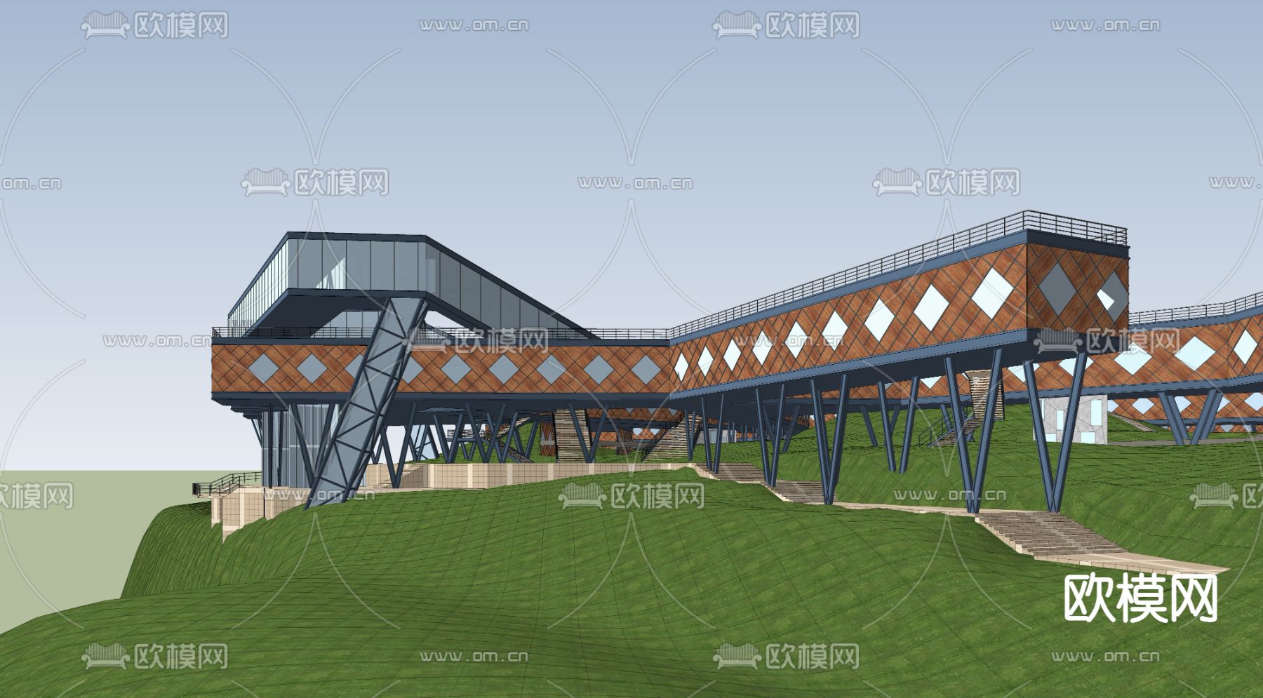 现代山顶酒店民宿su模型下载（渲染图4）