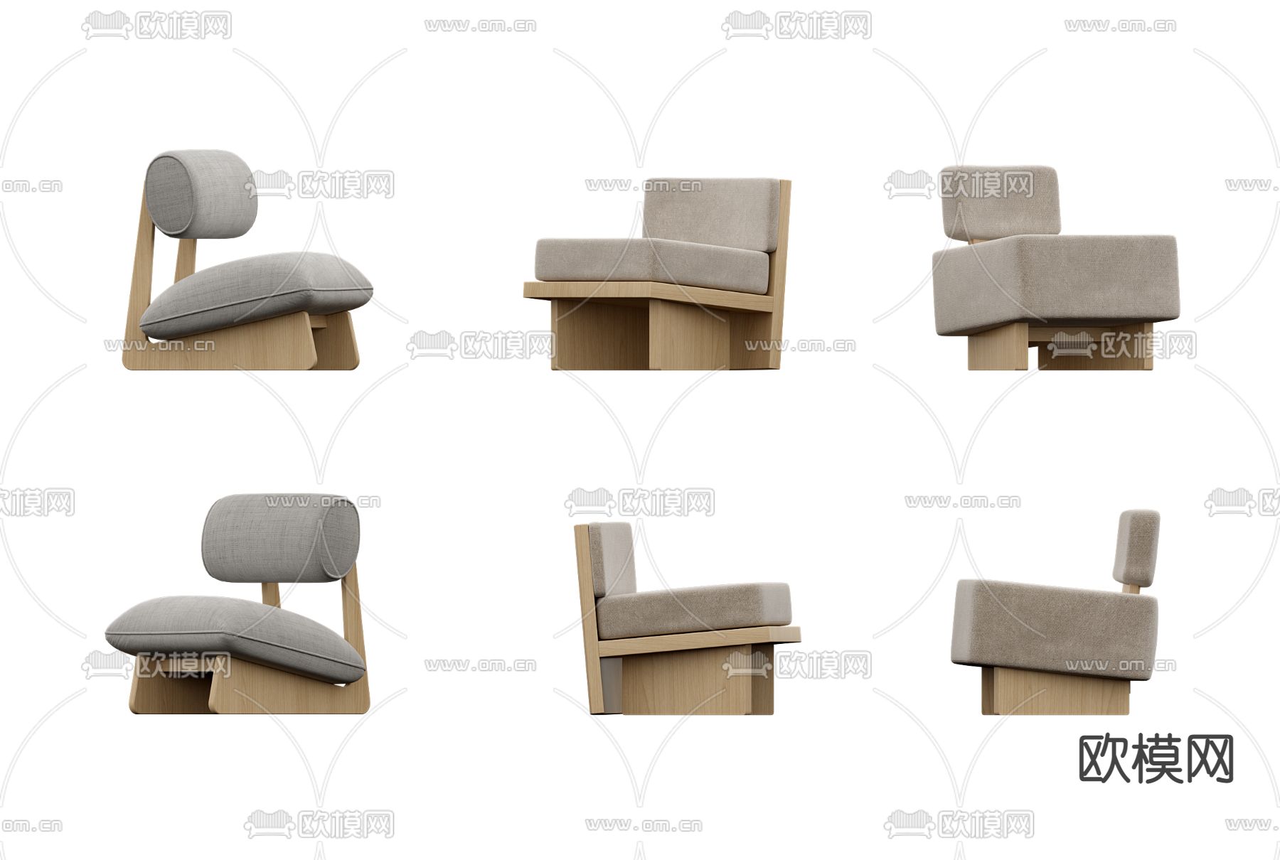 现代布艺单人沙发3d模型下载