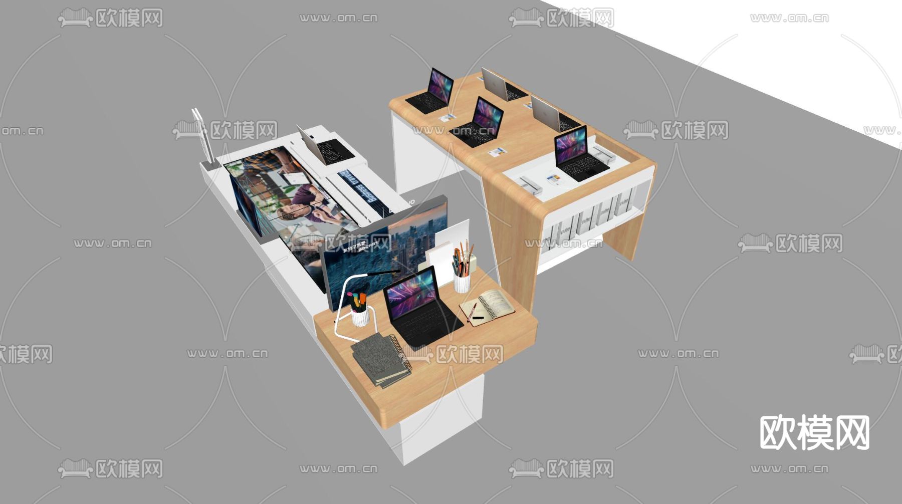 现代笔记本电脑展台su模型下载（渲染图3）