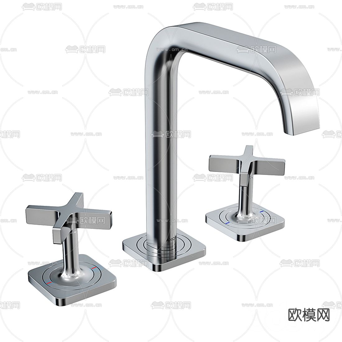 现代不锈钢水龙头3d模型下载（渲染图2）