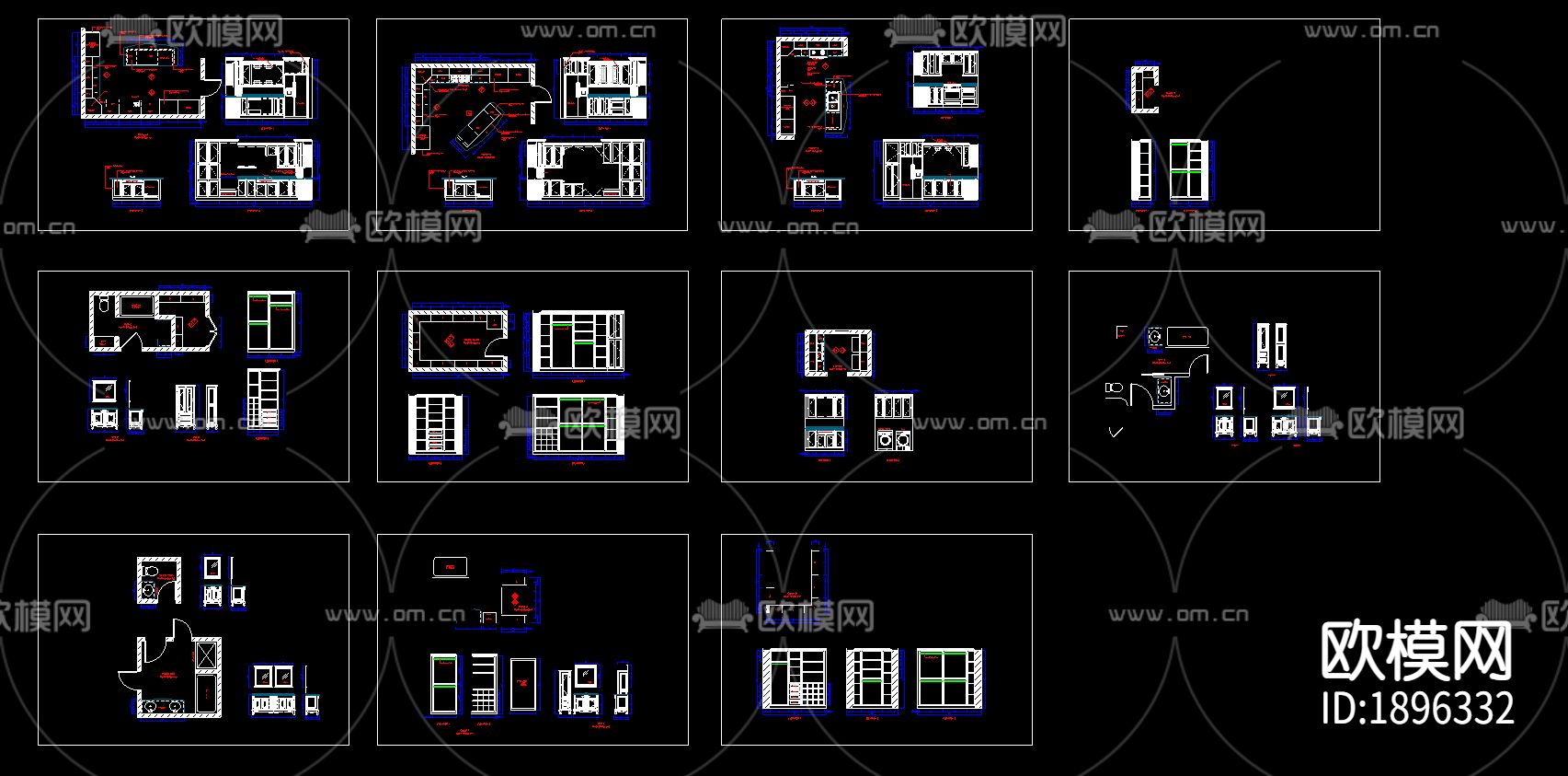 橱柜cad立面图下载（渲染图1）