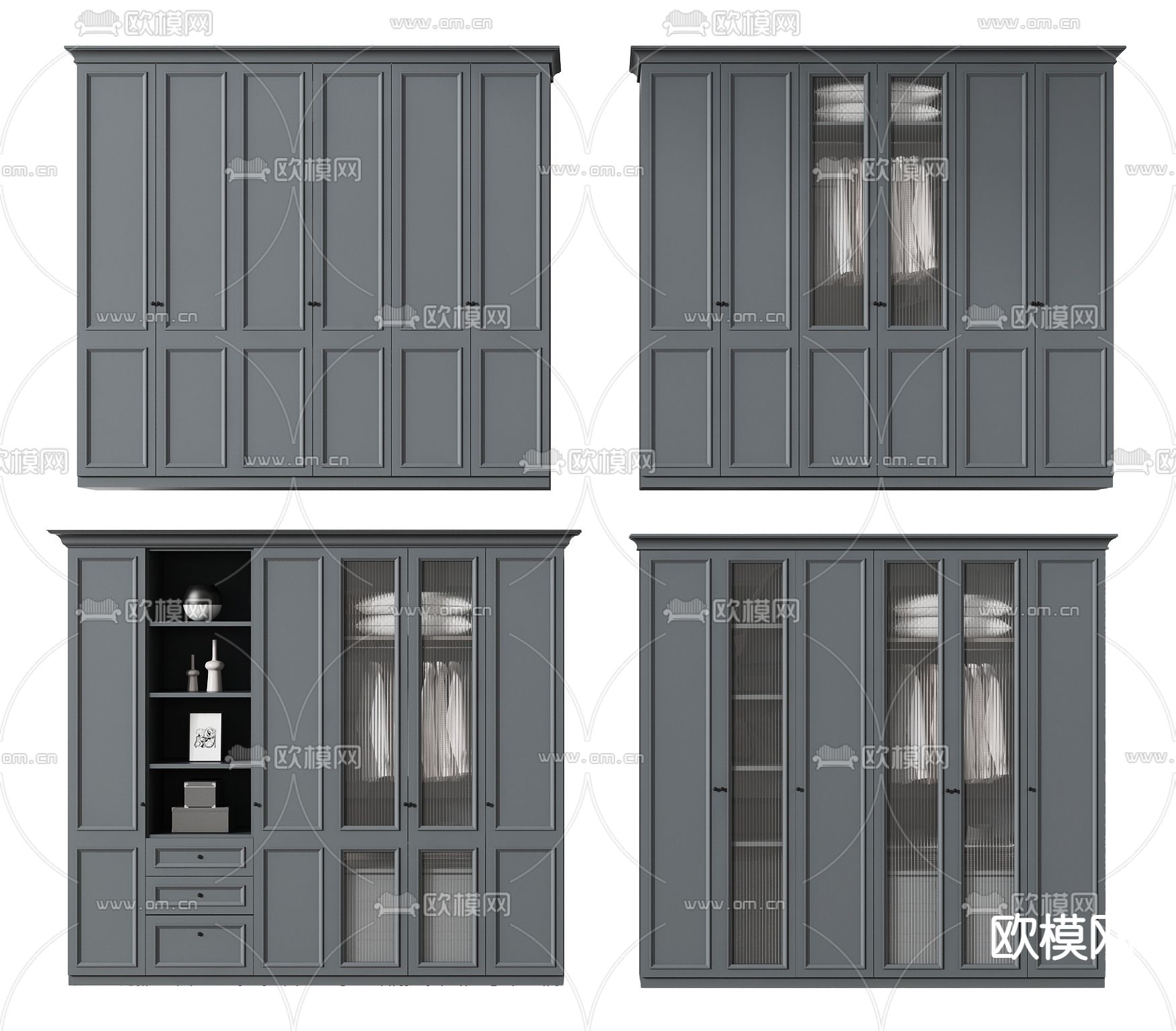 美式衣柜su模型下载（渲染图1）