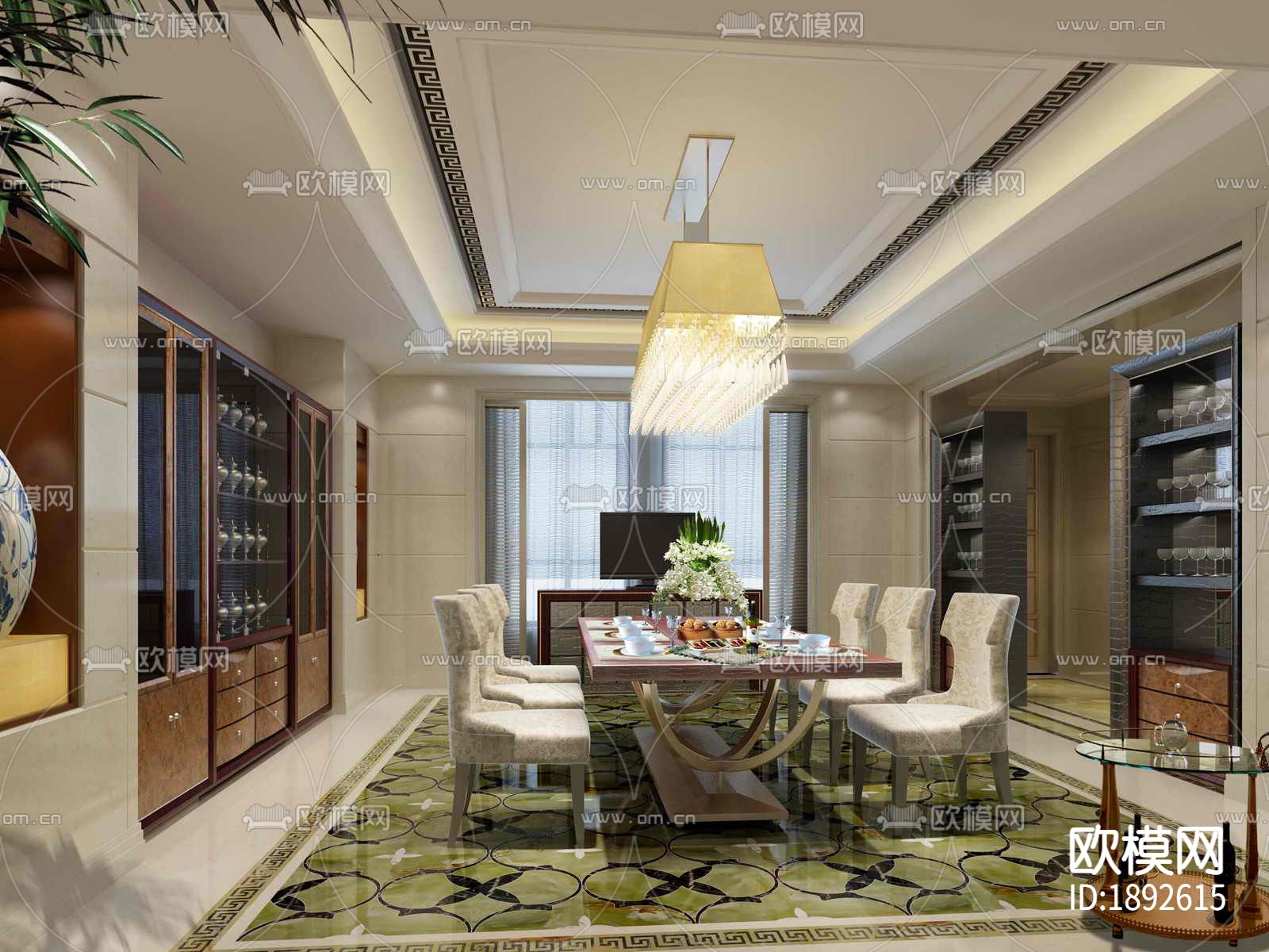 江苏富人公馆会所CAD施工图下载（渲染图8）