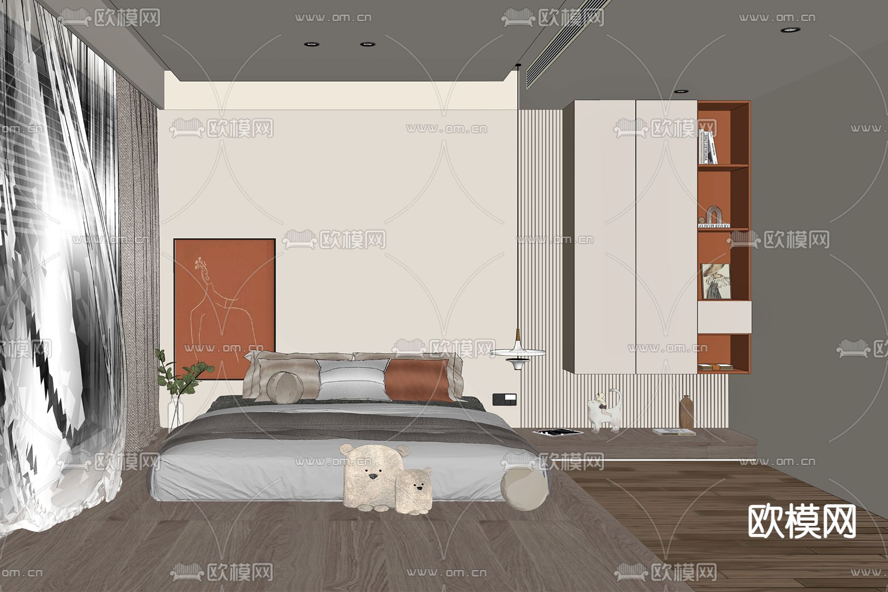 现代卧室su模型