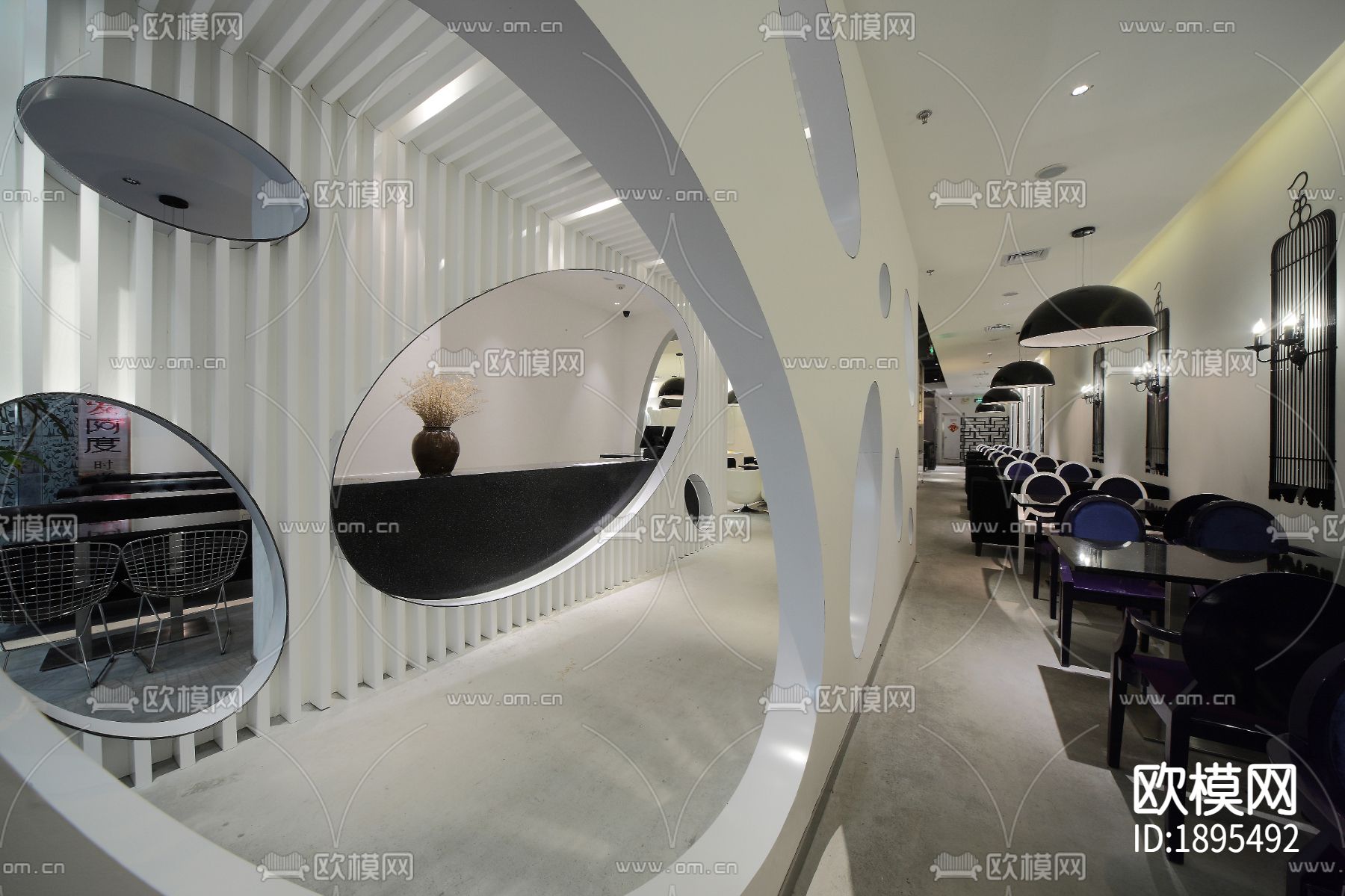 阿度餐厅cad施工图下载（渲染图1）