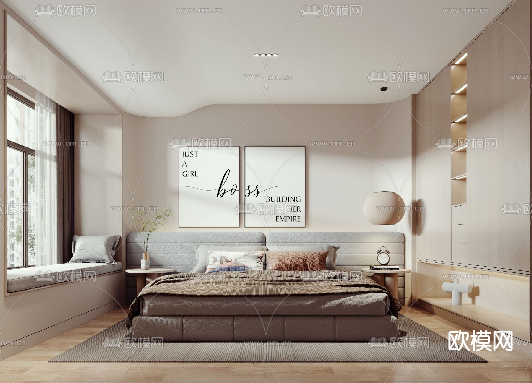 现代卧室3d模型下载（渲染图1）