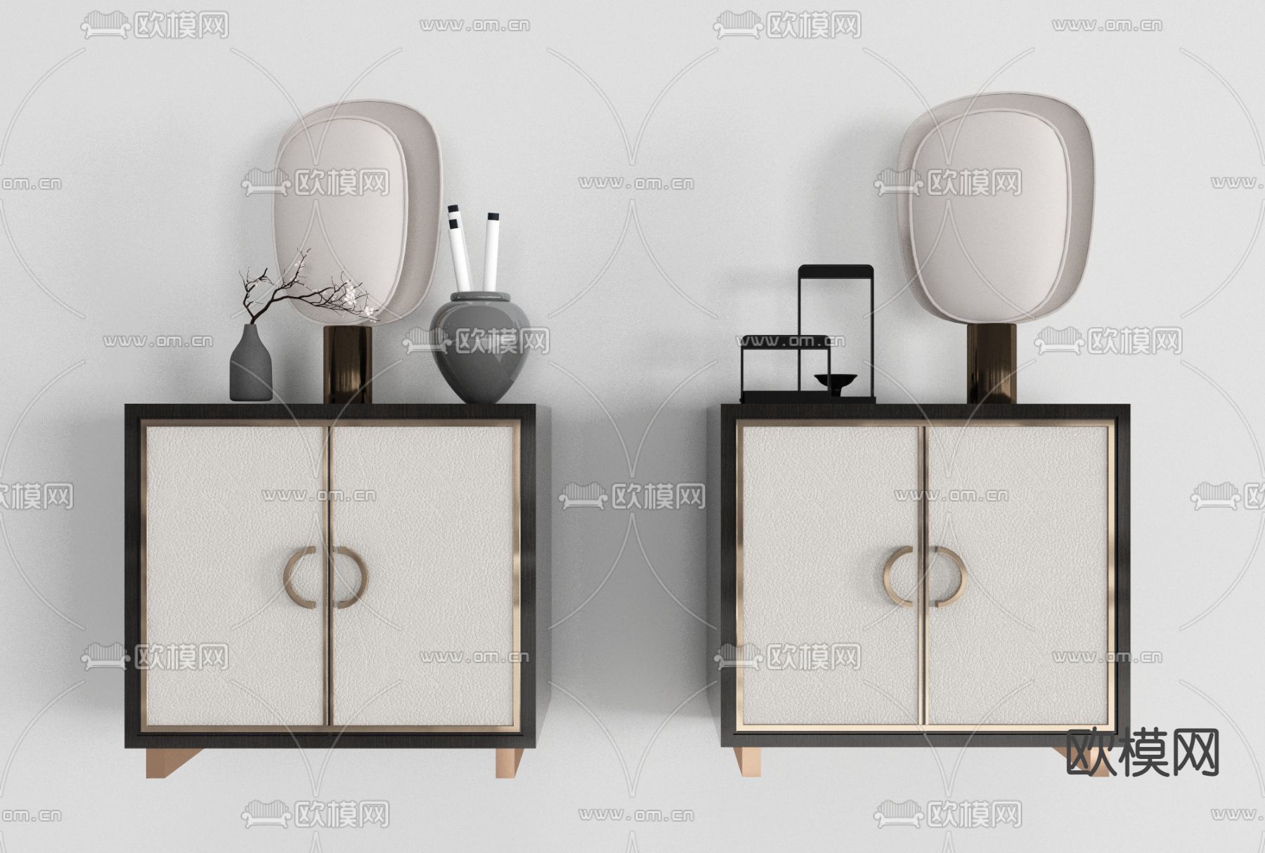 新中式床头柜免费3d模型