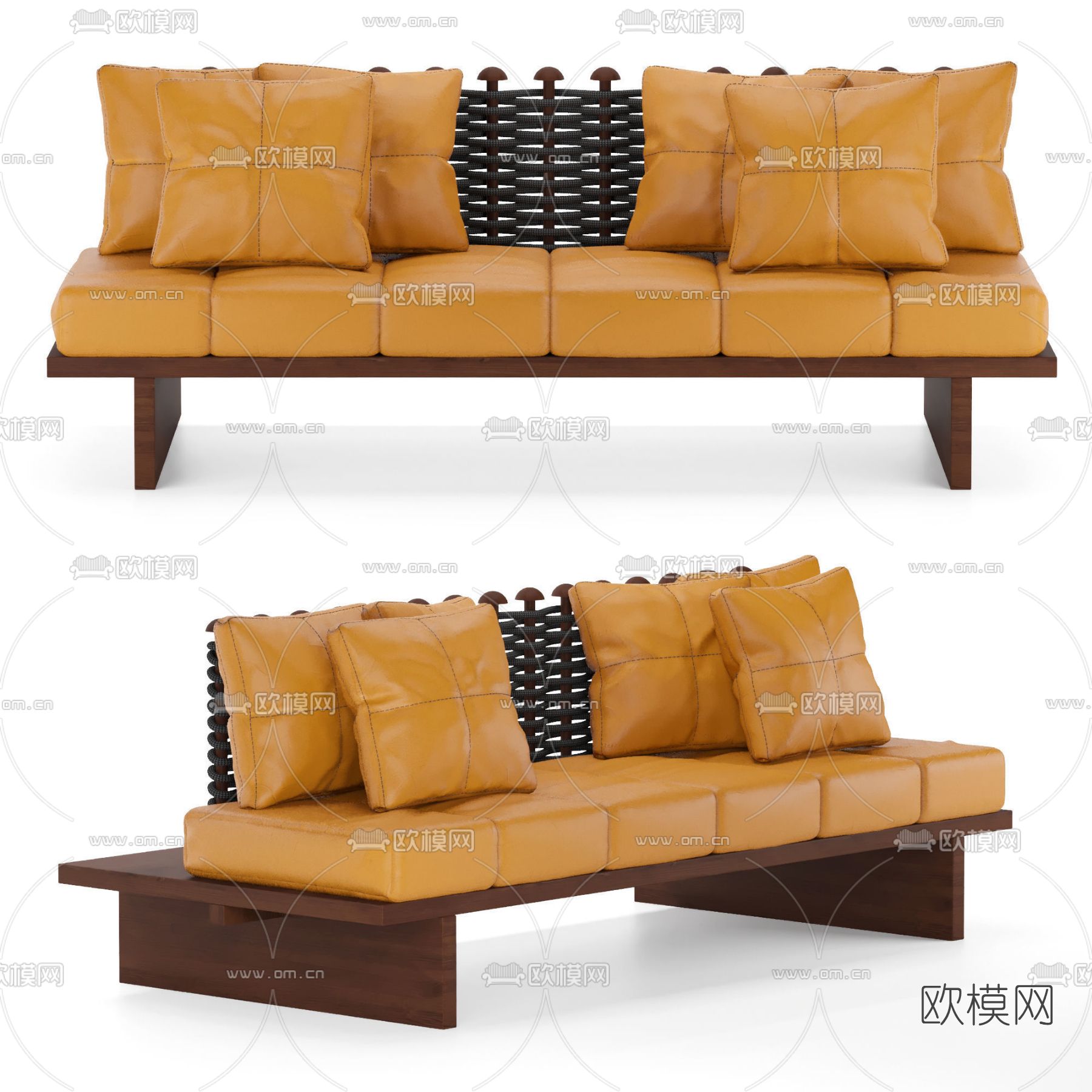 现代多人沙发免费3d模型下载