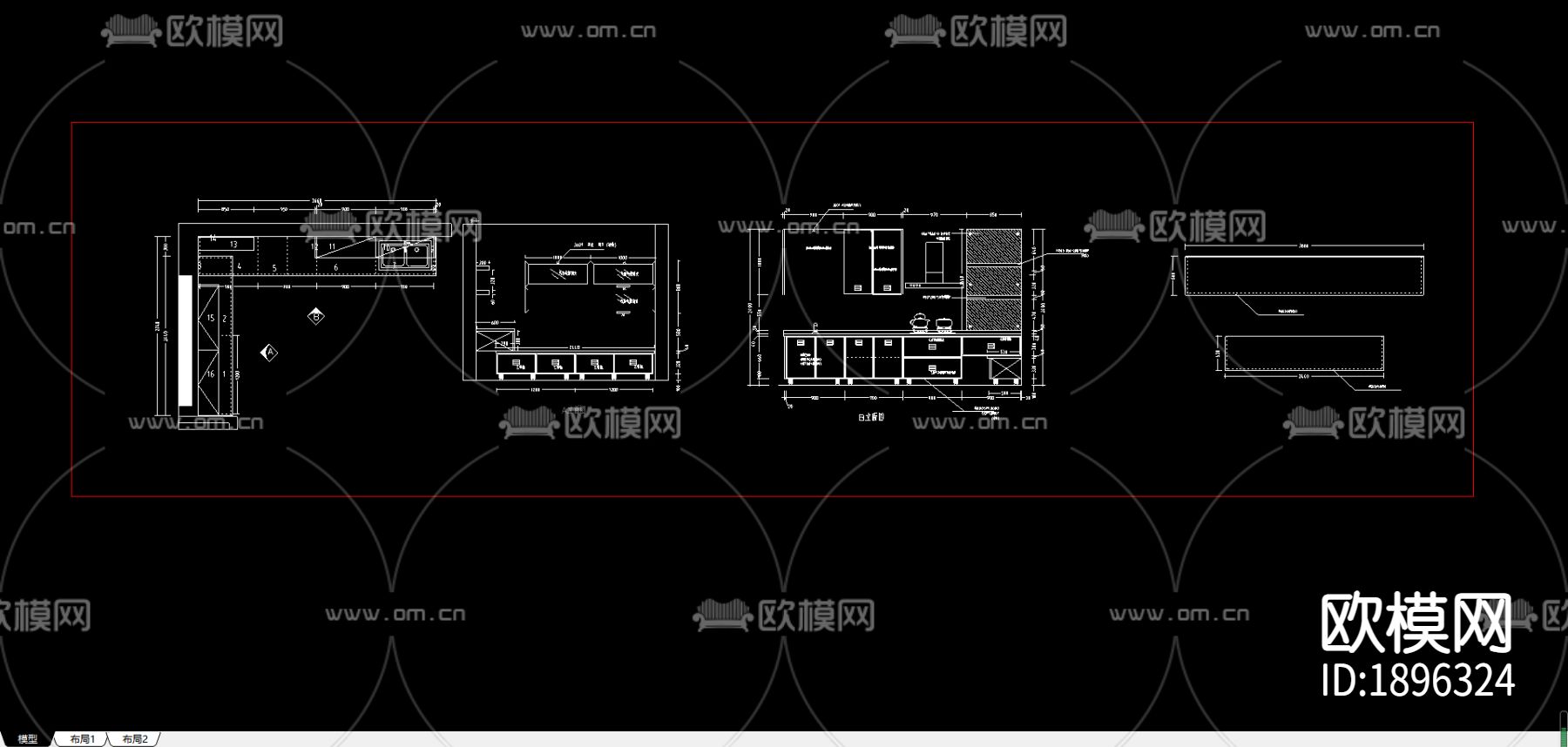 橱柜cad立面图下载（渲染图2）