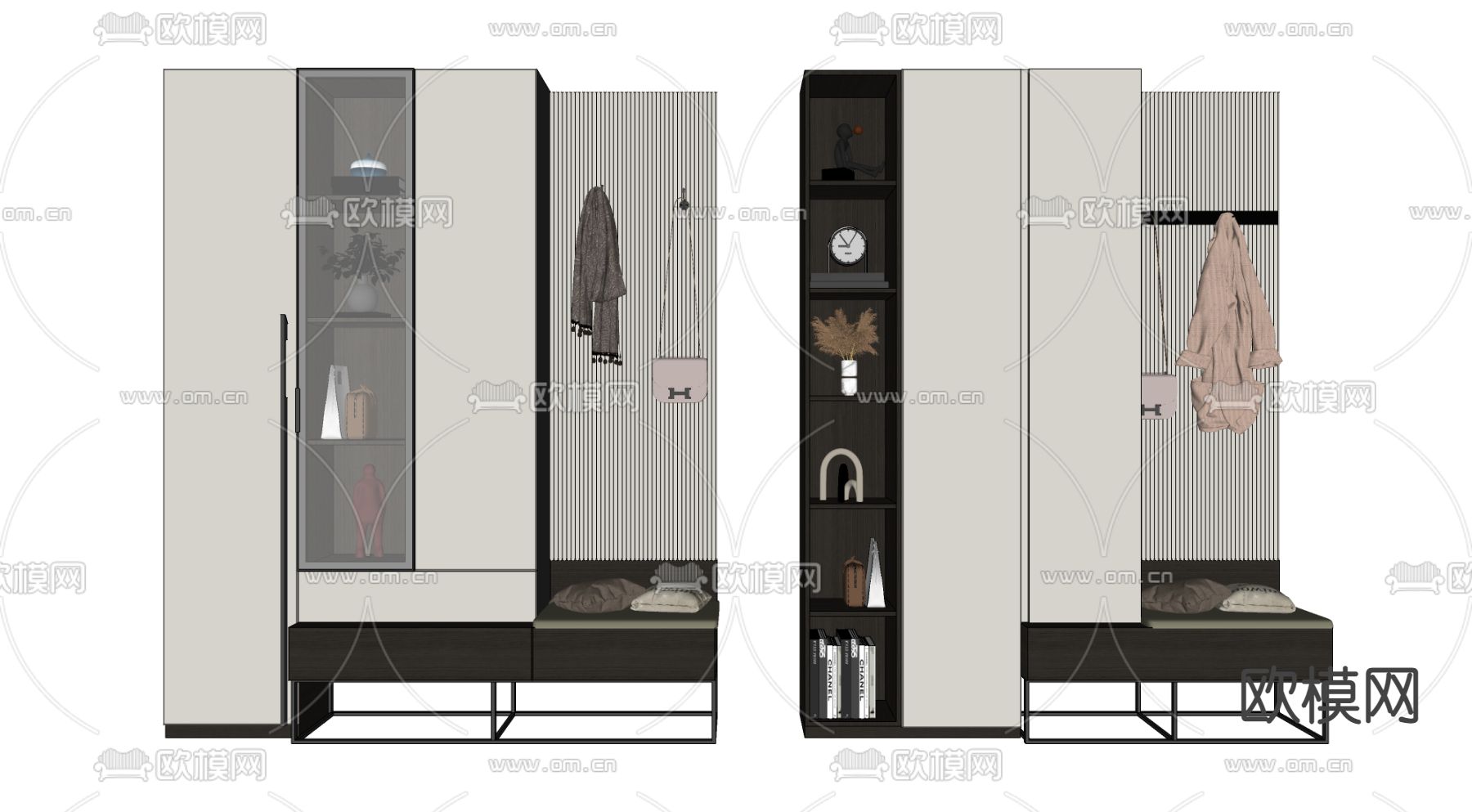 现代鞋柜su模型下载（渲染图2）