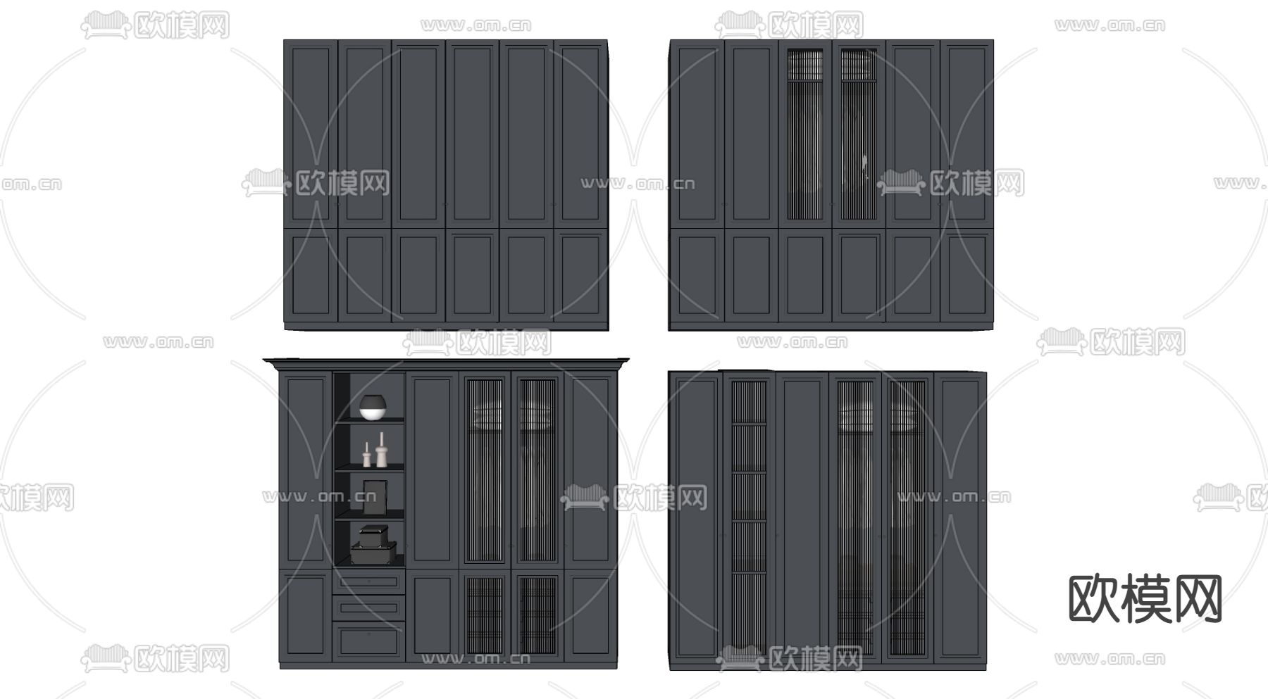 美式衣柜su模型下载（渲染图2）