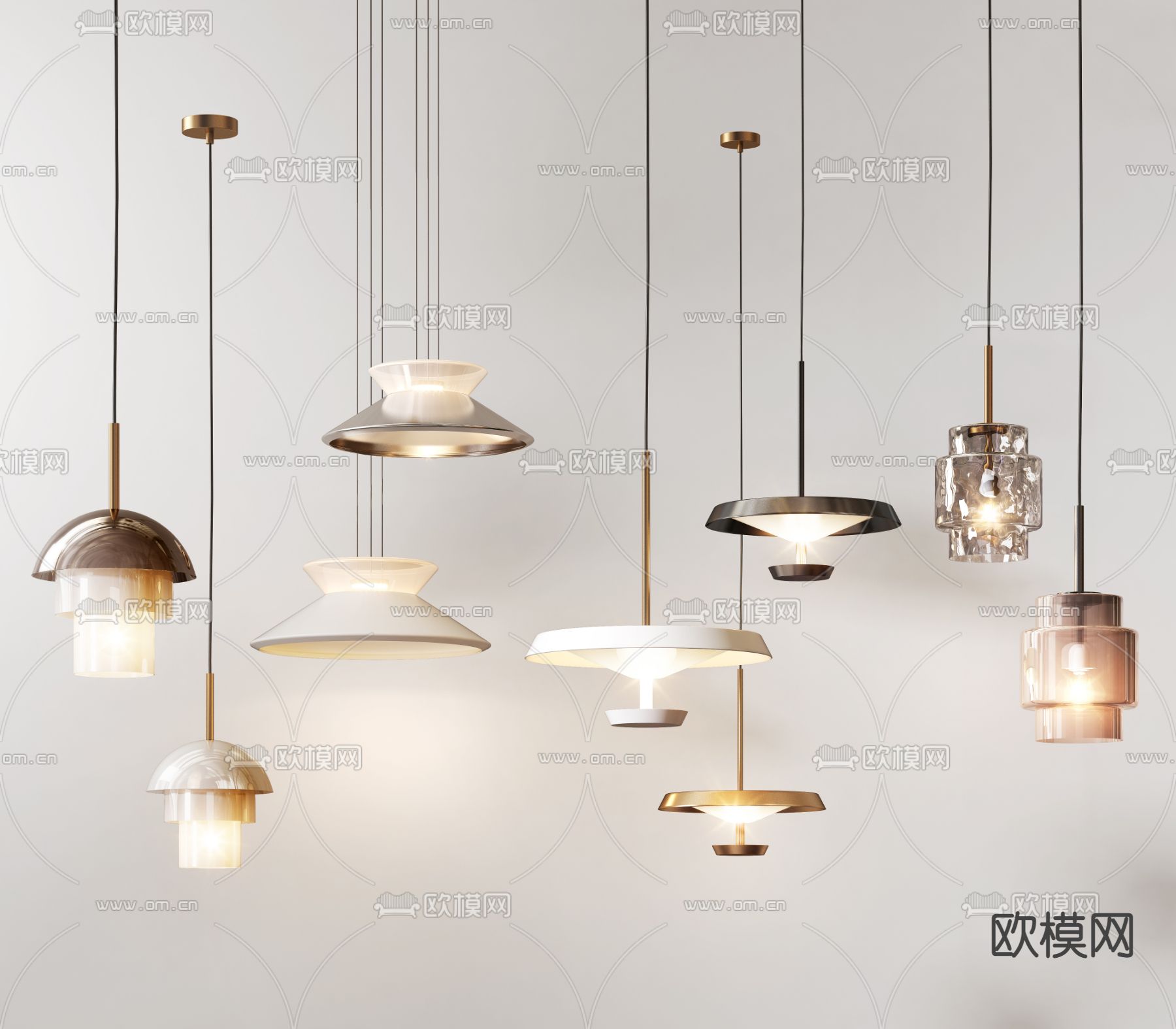 现代玻璃小吊灯3d模型下载