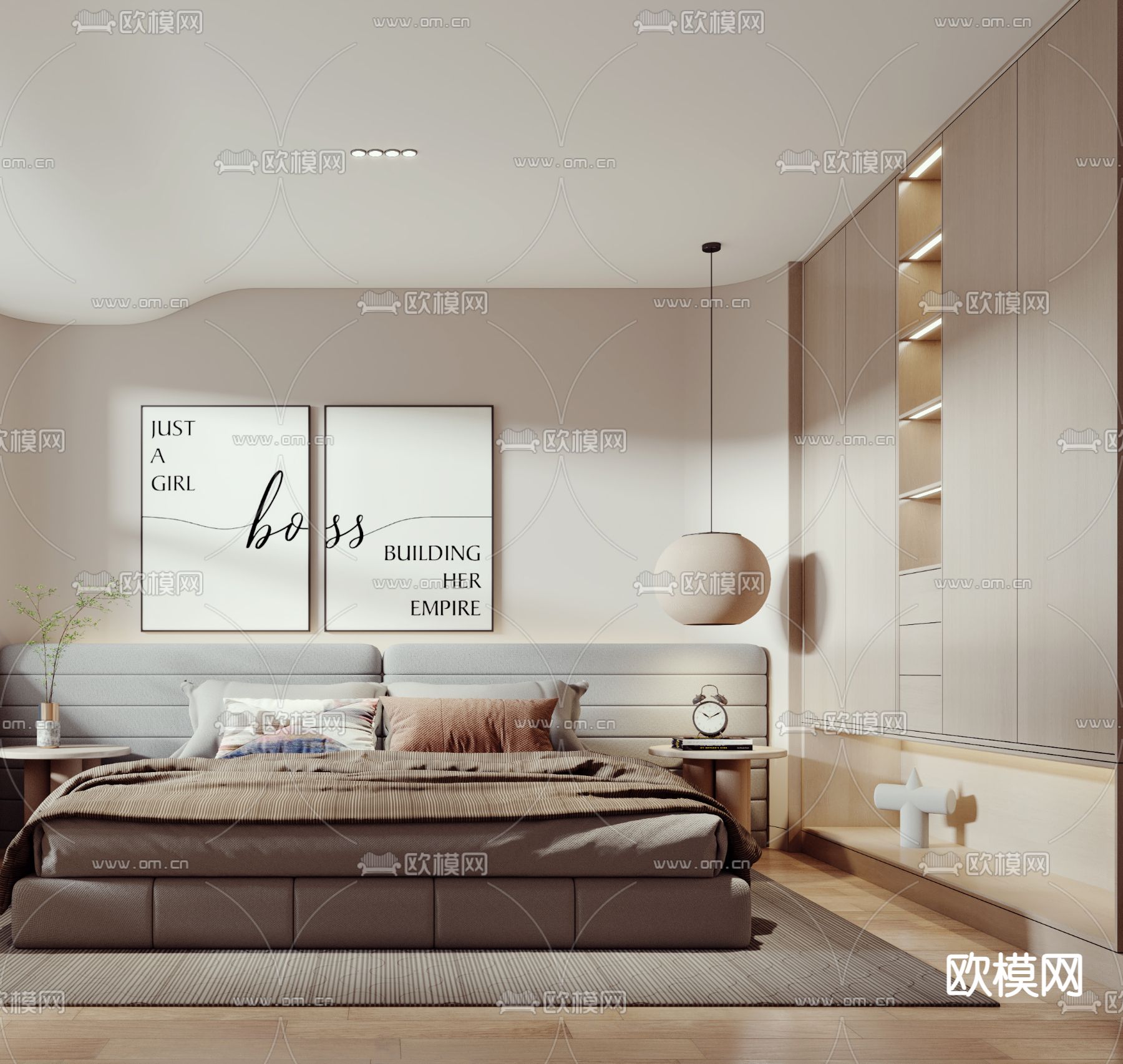 现代卧室3d模型下载（渲染图3）