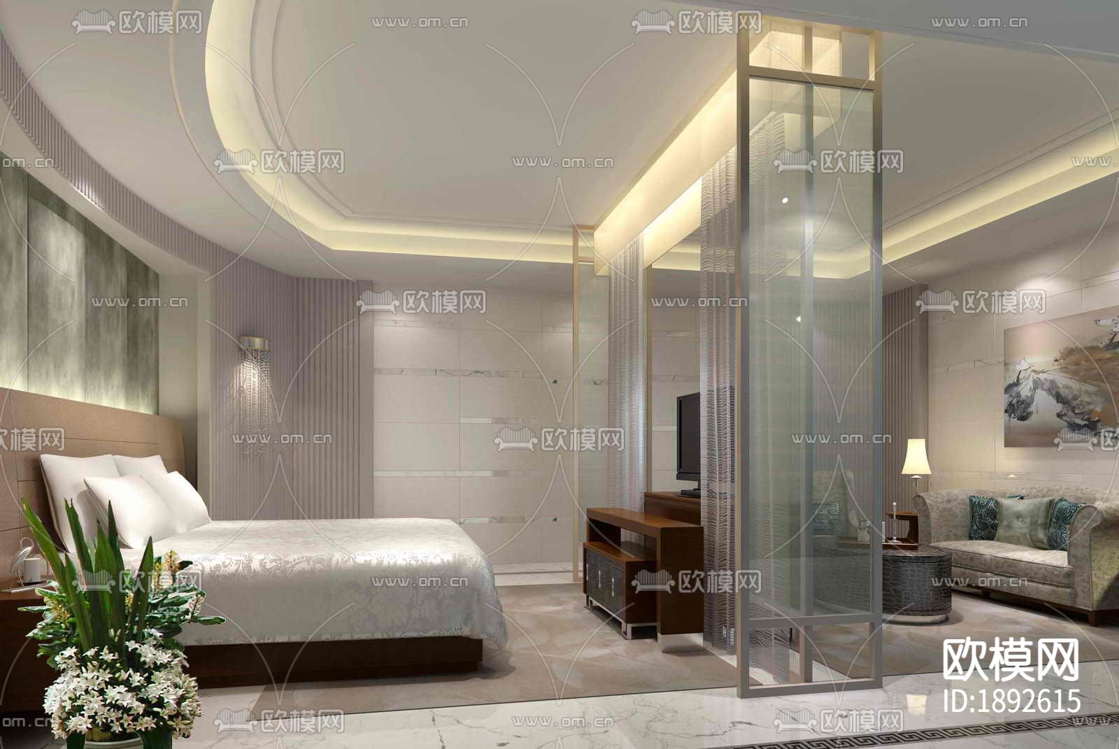 江苏富人公馆会所CAD施工图下载（渲染图2）