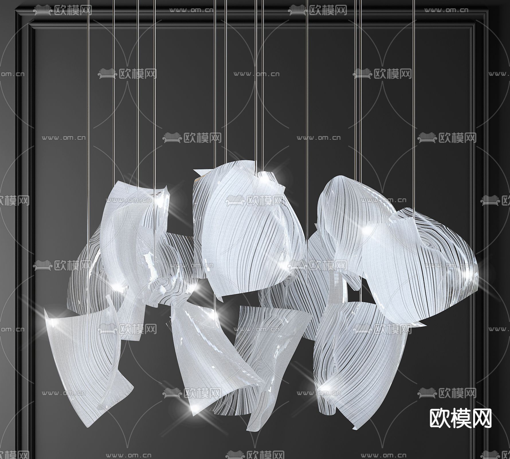 现代轻奢水晶装饰吊灯3d模型下载