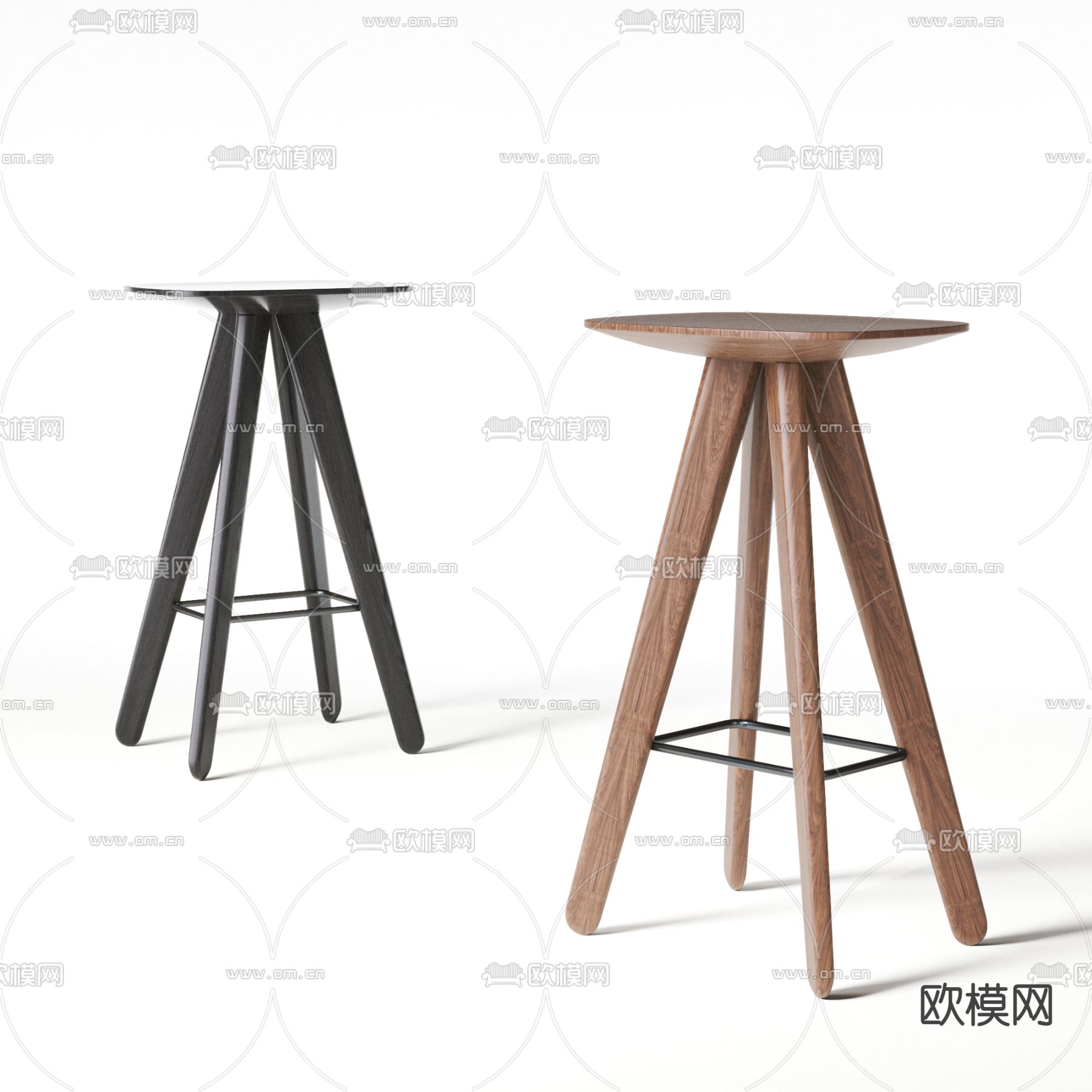 现代实木吧台椅3d模型