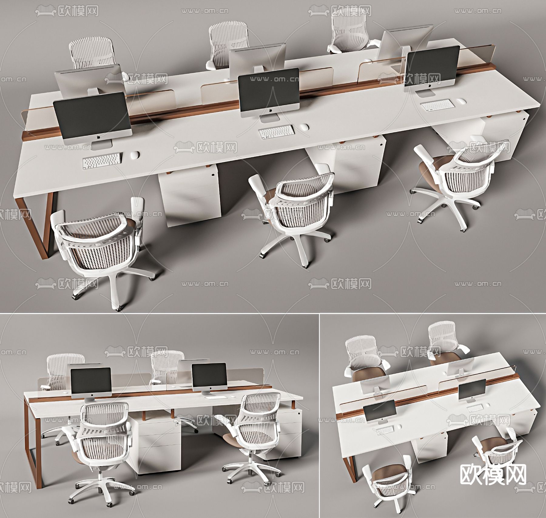 现代卡位办公桌椅3d模型