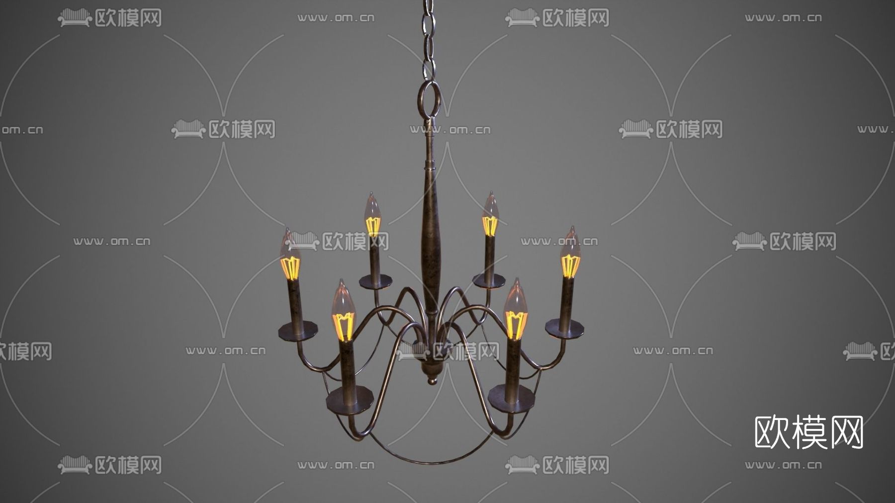 简欧烛台吊灯免费3d模型下载_ID11749396_3dmax免费模型-欧模网