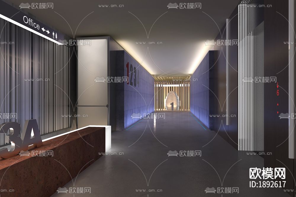 亚洲办公室CAD施工图下载（渲染图2）