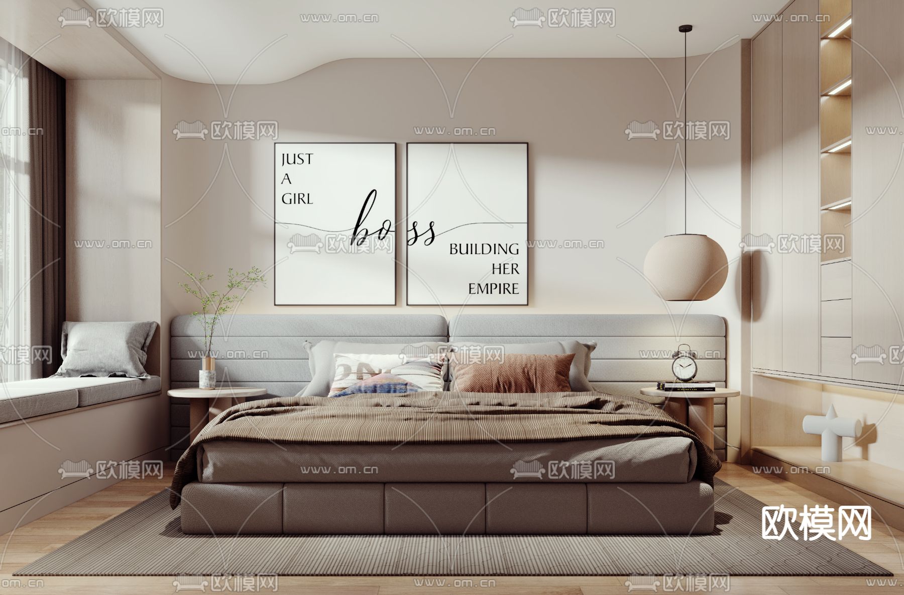 现代卧室3d模型下载（渲染图4）