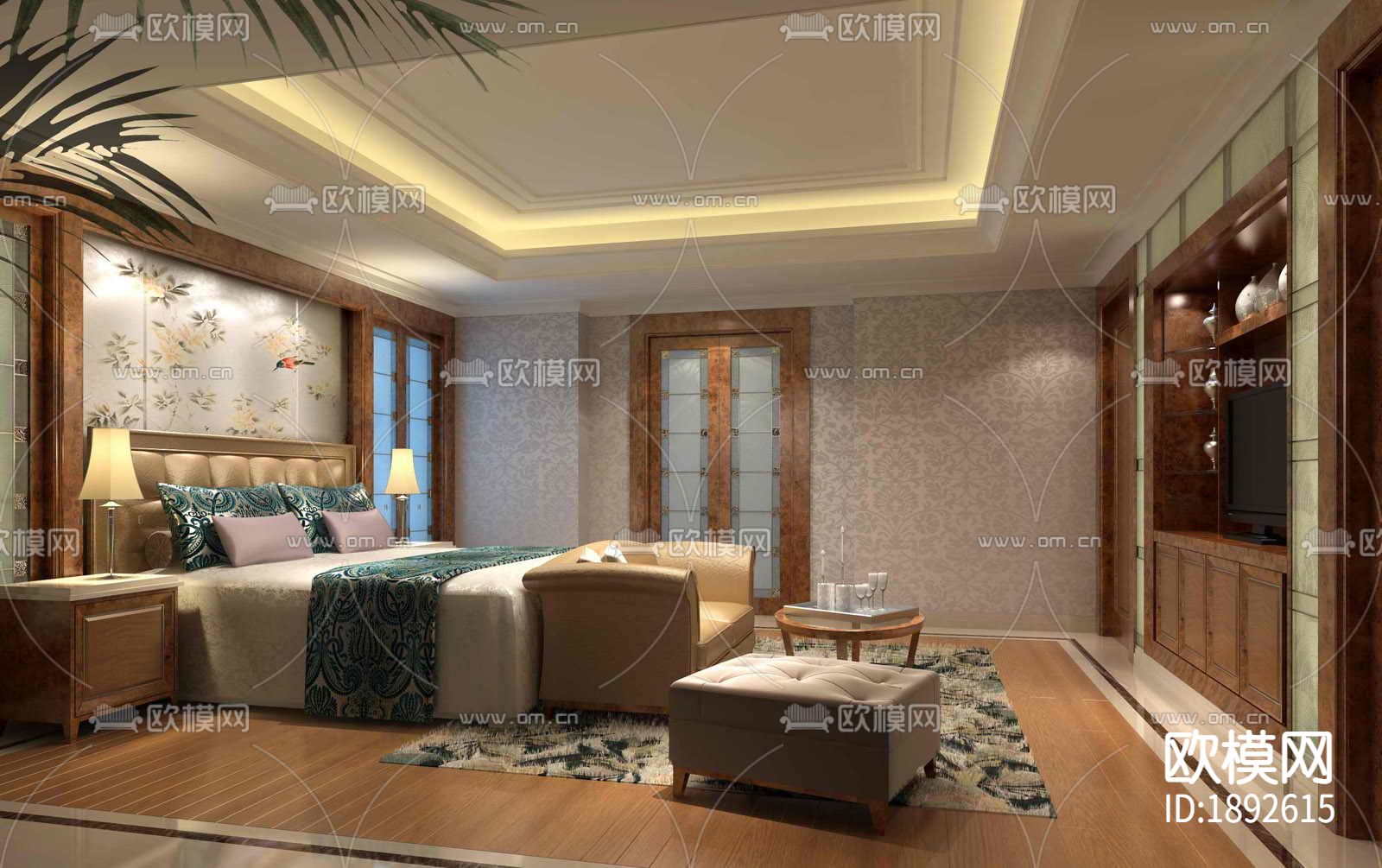 江苏富人公馆会所CAD施工图下载（渲染图3）