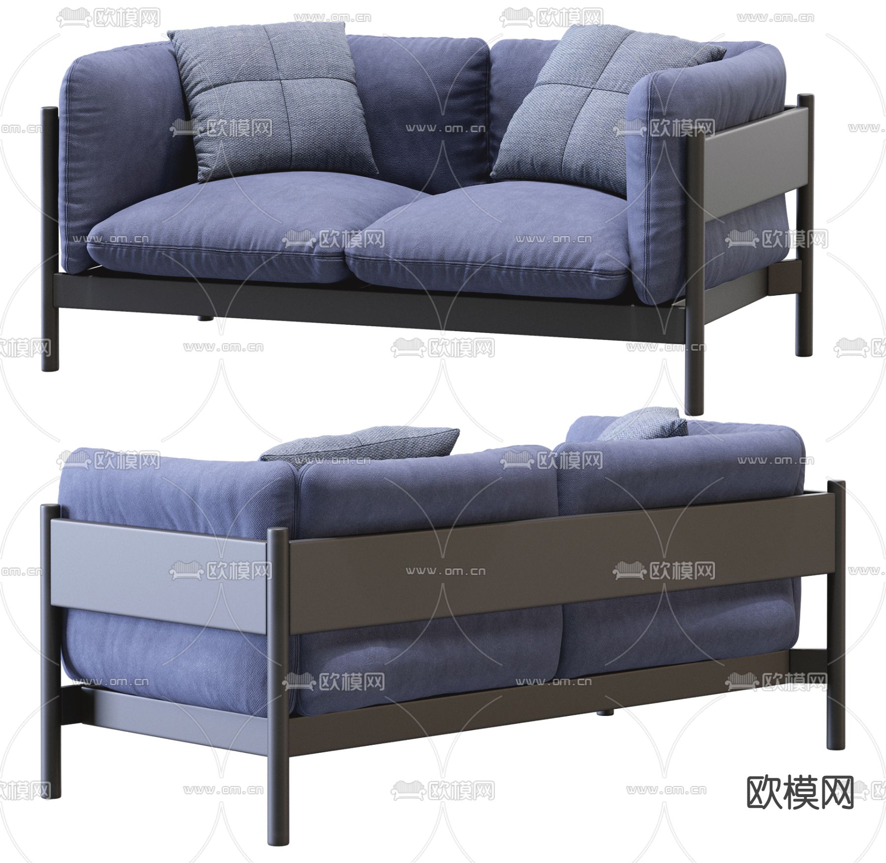 现代布艺双人沙发3d模型