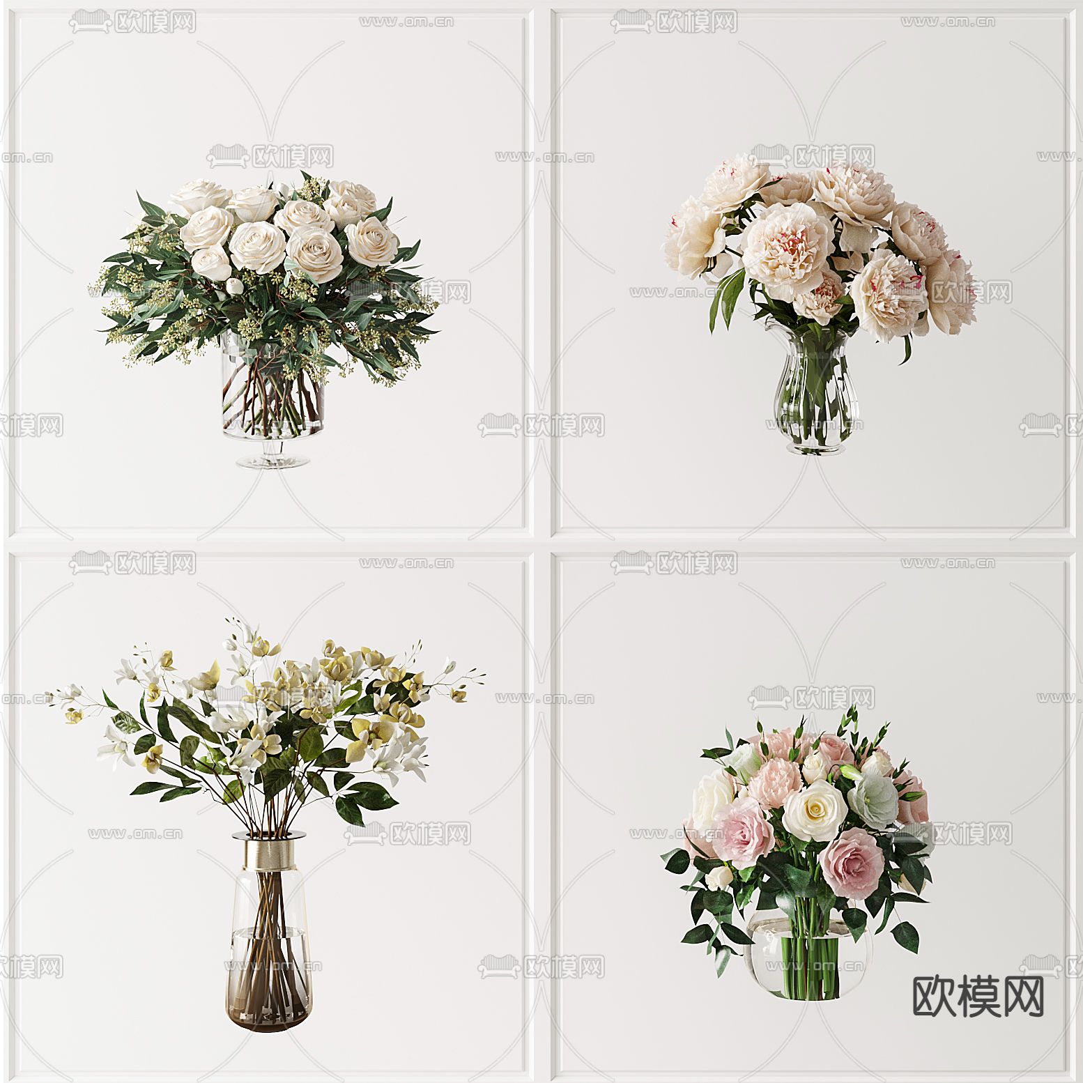 现代花瓶花卉3d模型