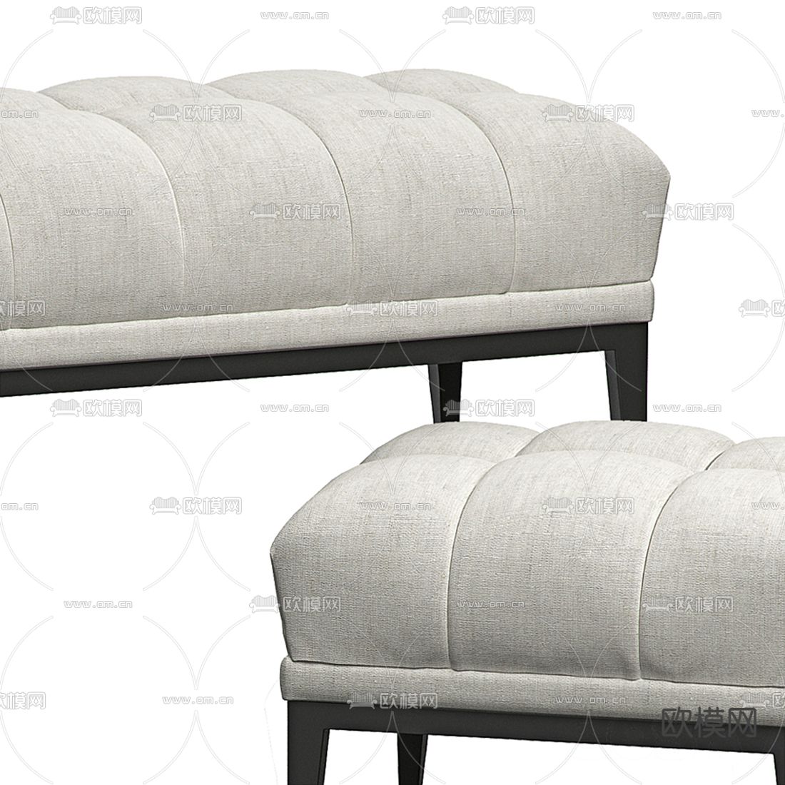 现代布艺脚踏3d模型下载（渲染图2）