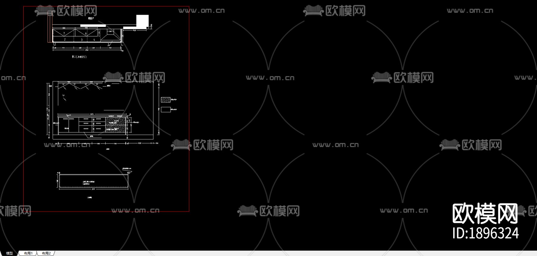 橱柜cad立面图下载（渲染图3）
