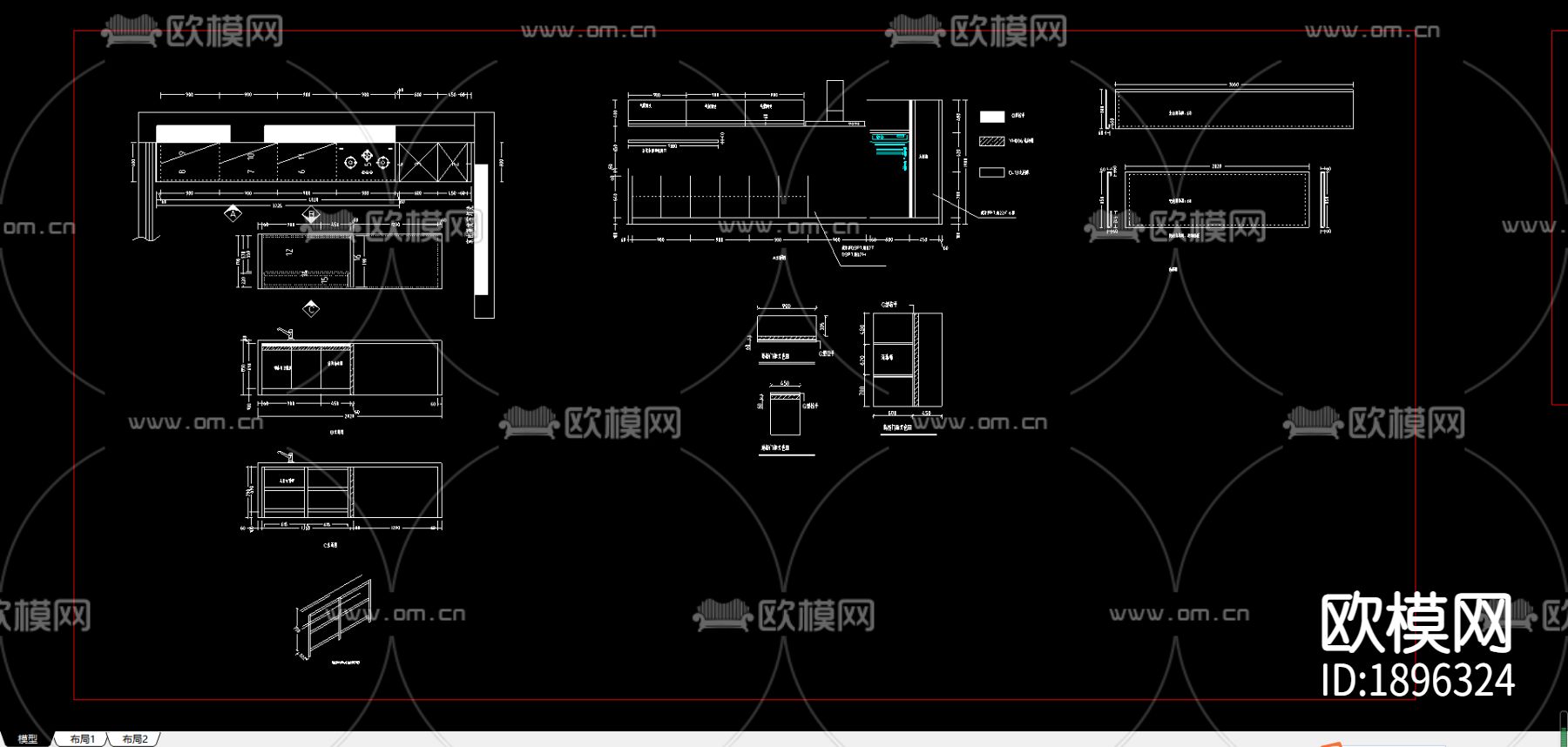 橱柜cad立面图下载（渲染图1）