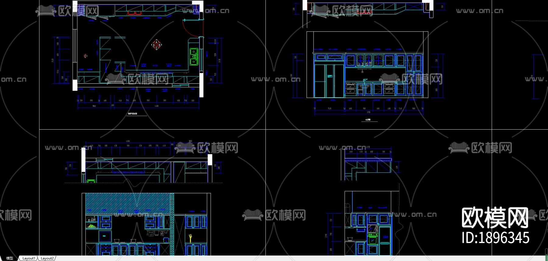 橱柜cad立面图下载（渲染图2）