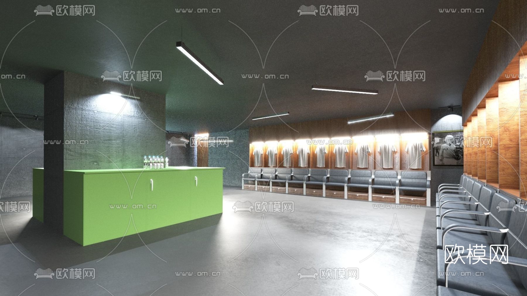 工业风健身房休息室免费3d模型下载