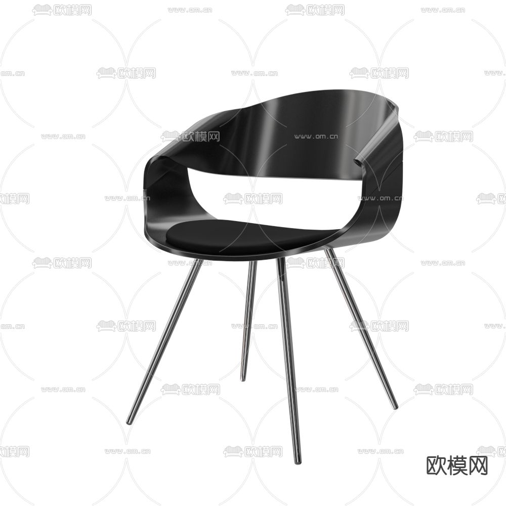 现代皮革办公椅3d模型下载（渲染图3）