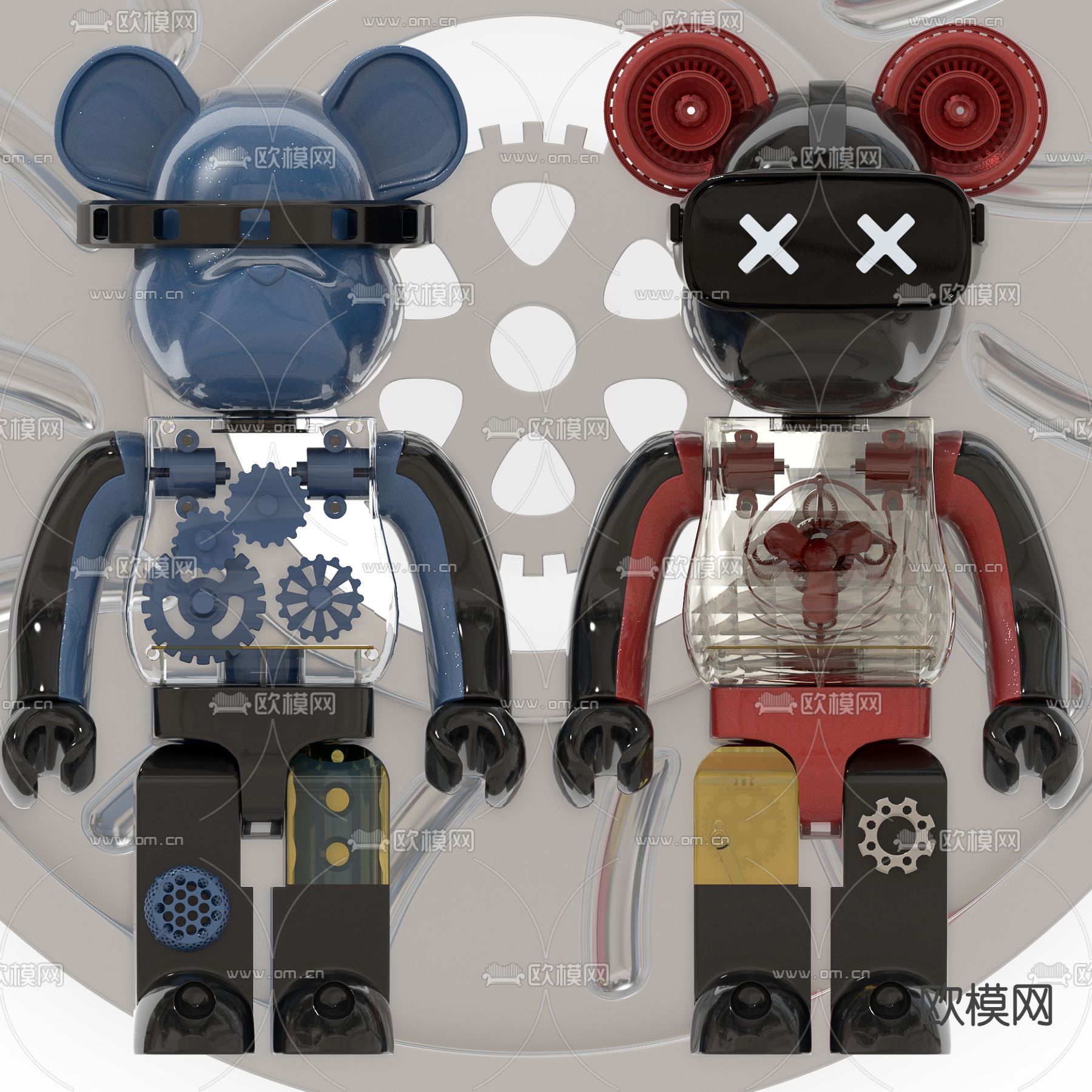 现代潮玩赛博朋克暴力熊公仔3d模型下载（渲染图2）